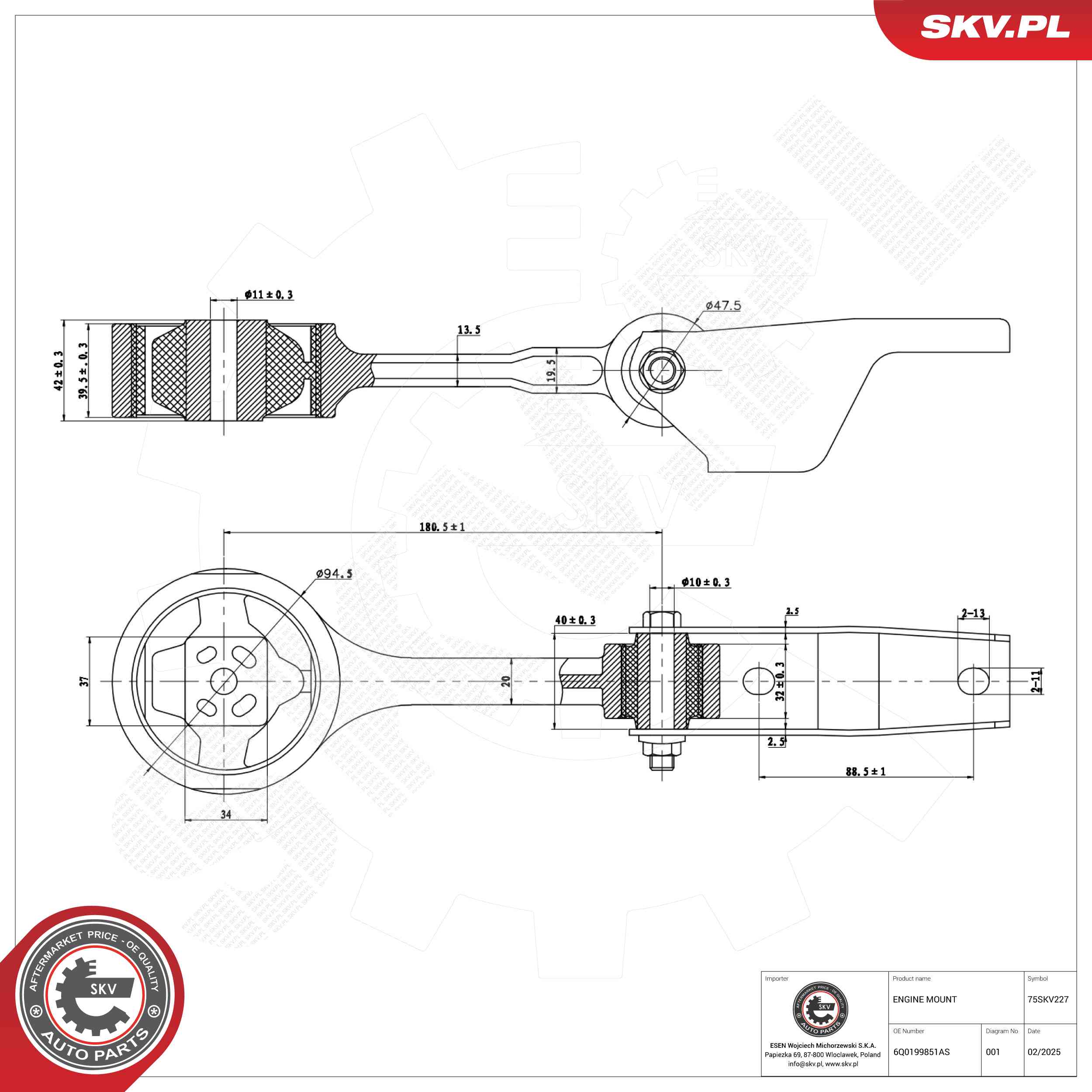 ESEN SKV 75SKV227 Mounting, engine