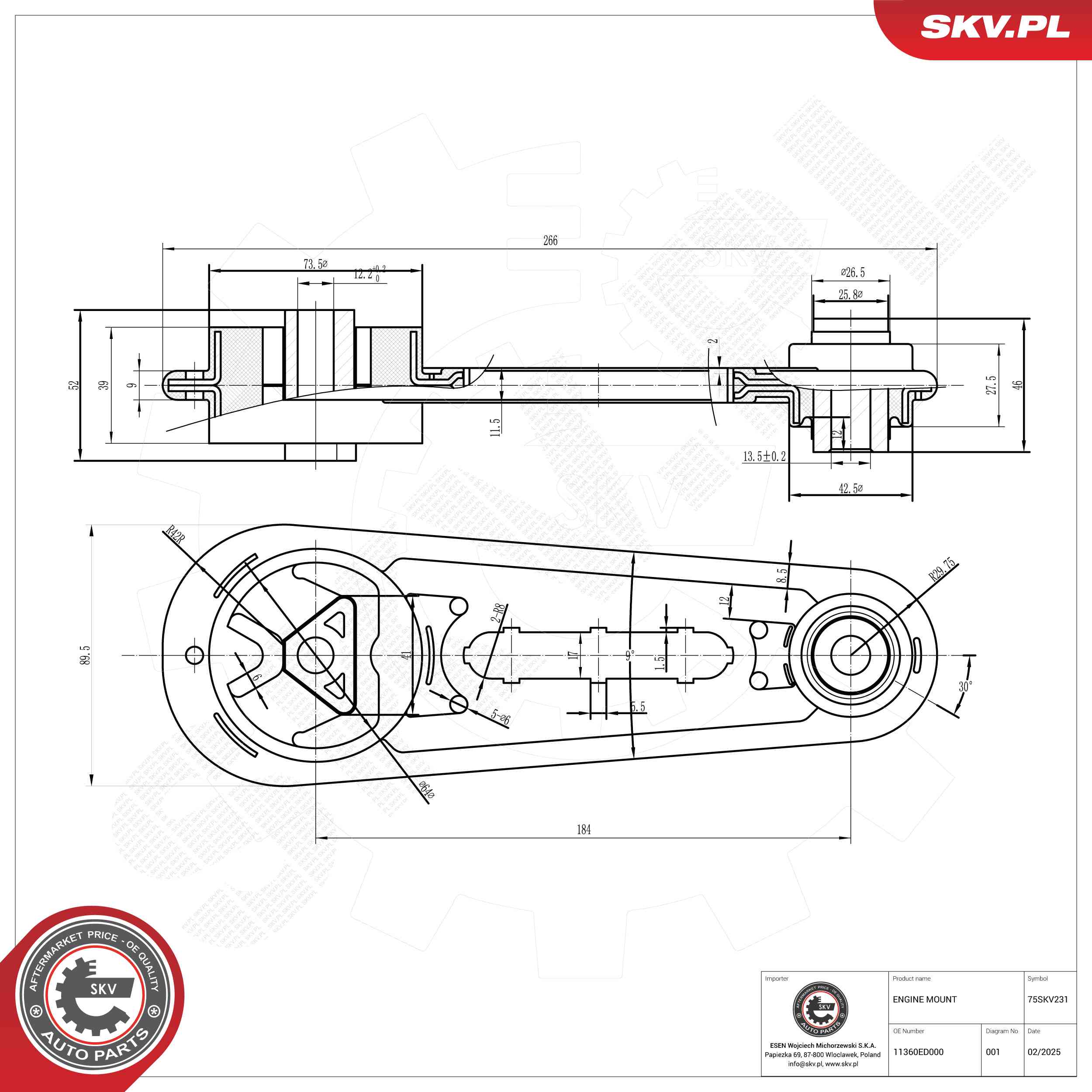 ESEN SKV 75SKV231 Uloženie, motor
