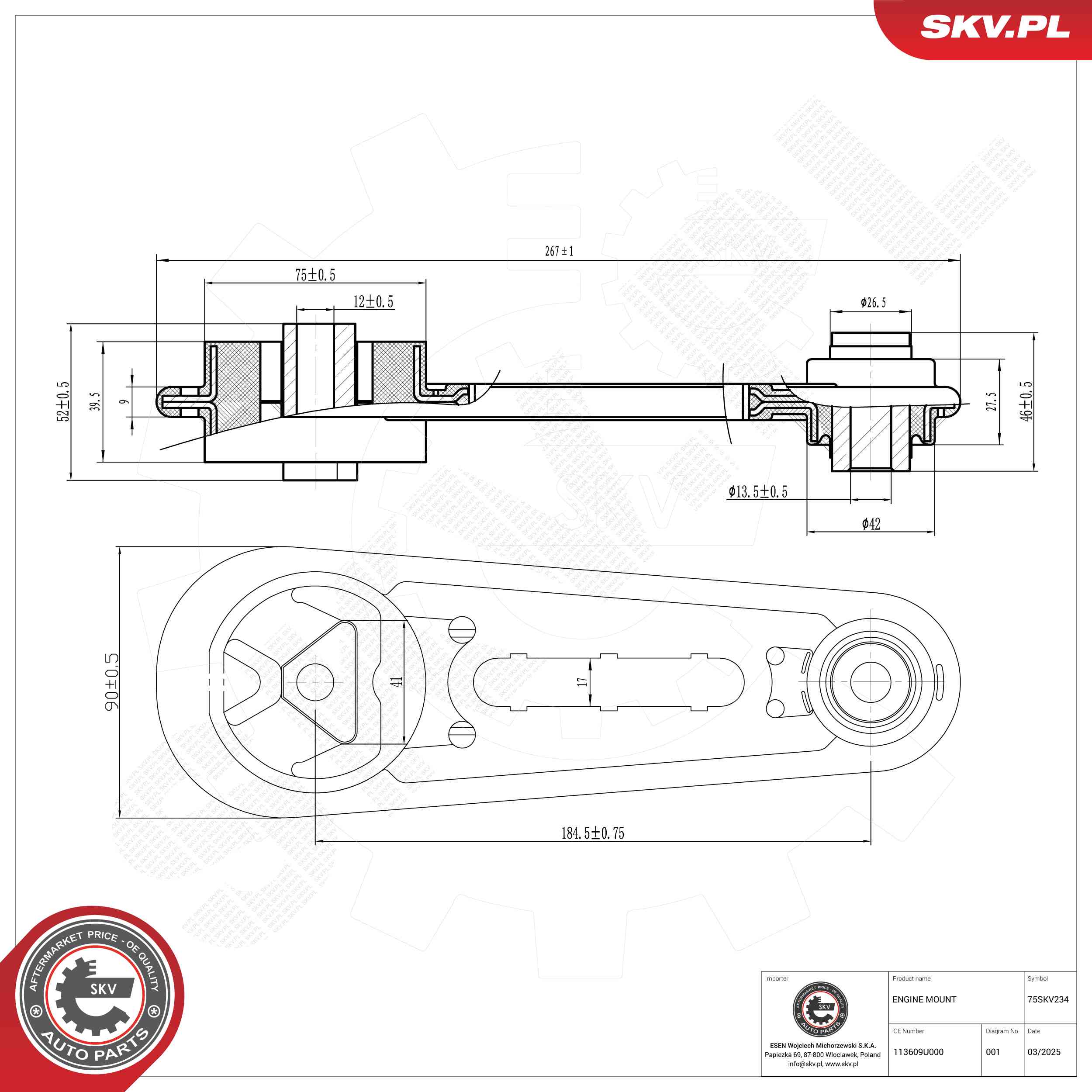 ESEN SKV 75SKV234 Uloženie, motor
