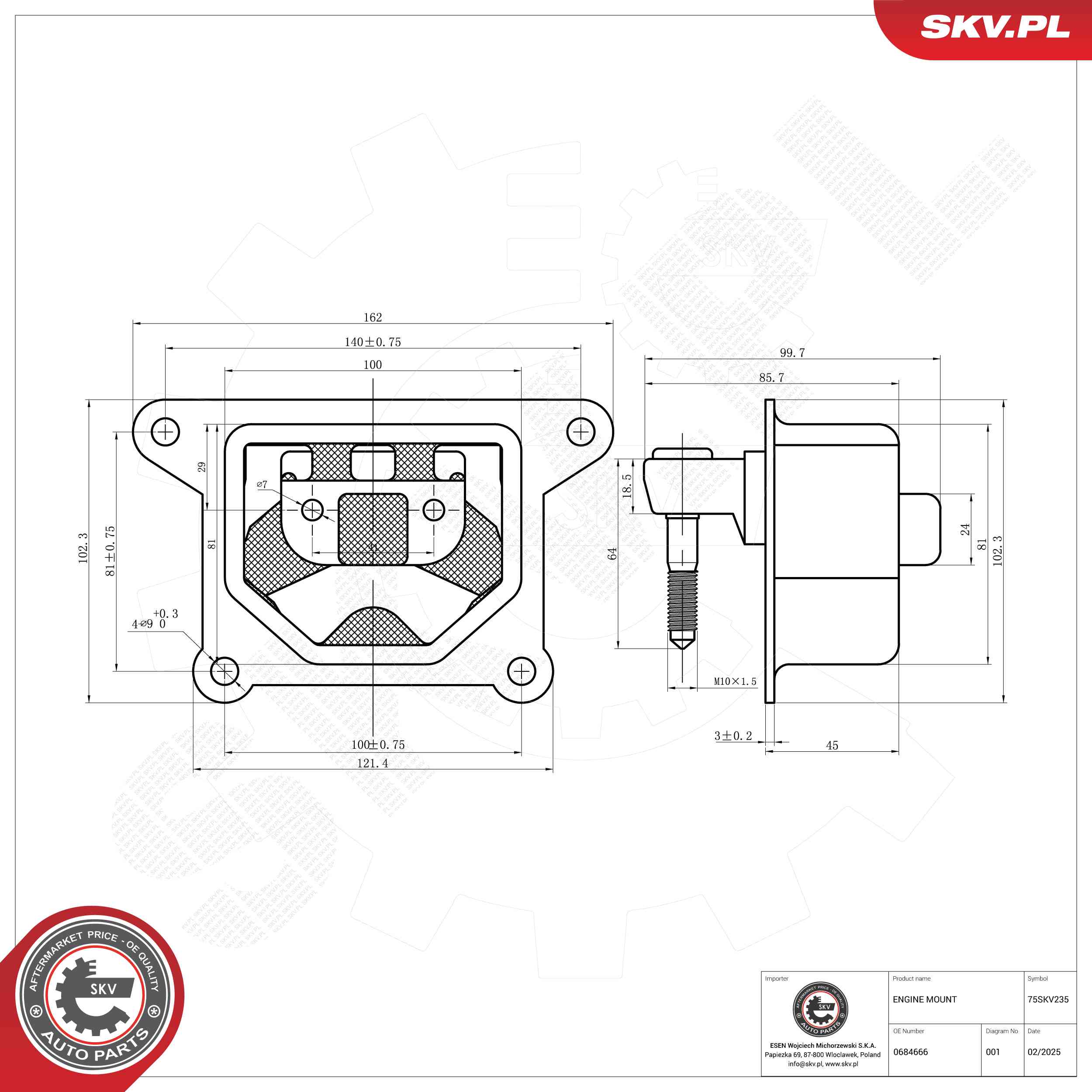 ESEN SKV 75SKV235 Uloženie, motor