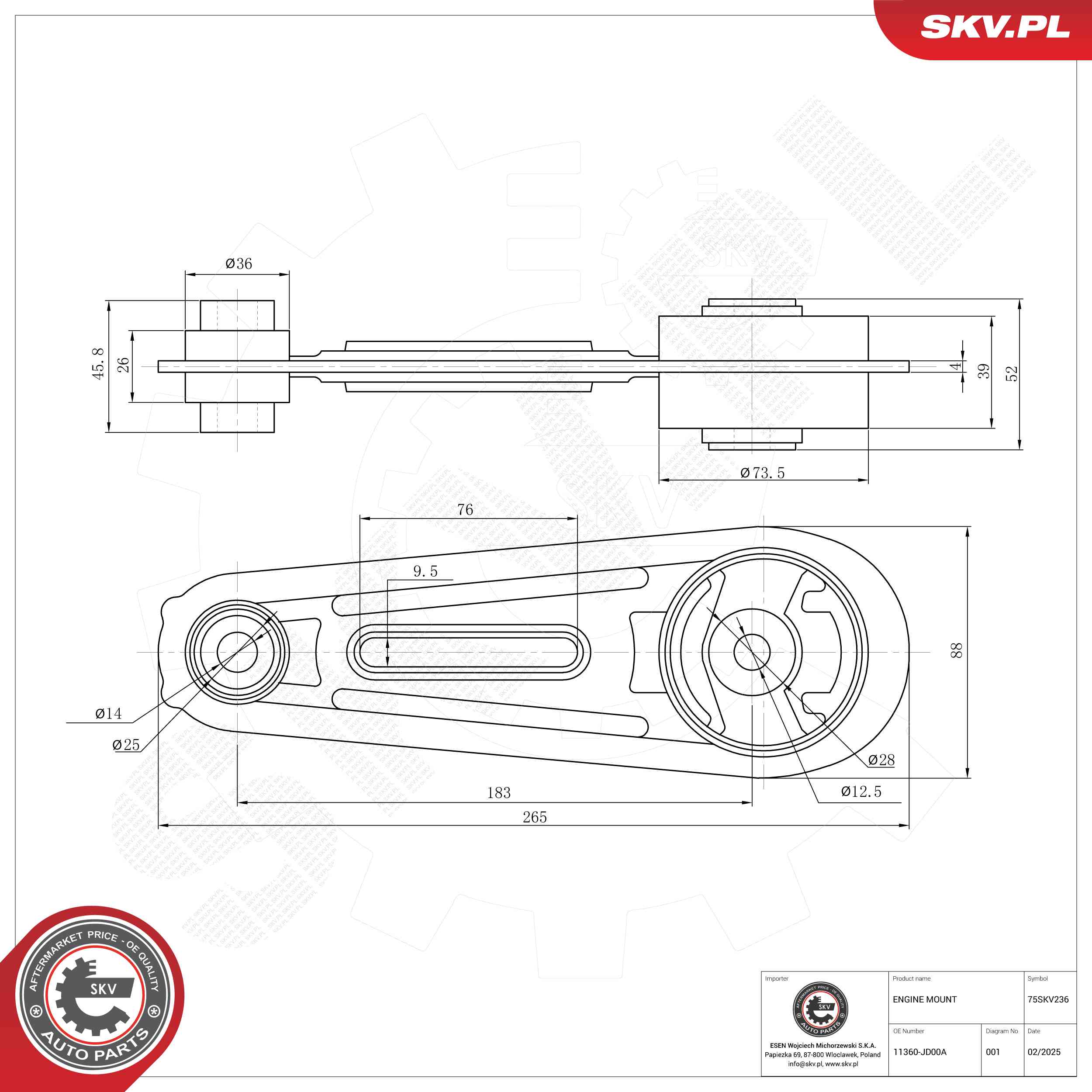 ESEN SKV 75SKV236 Mounting, engine