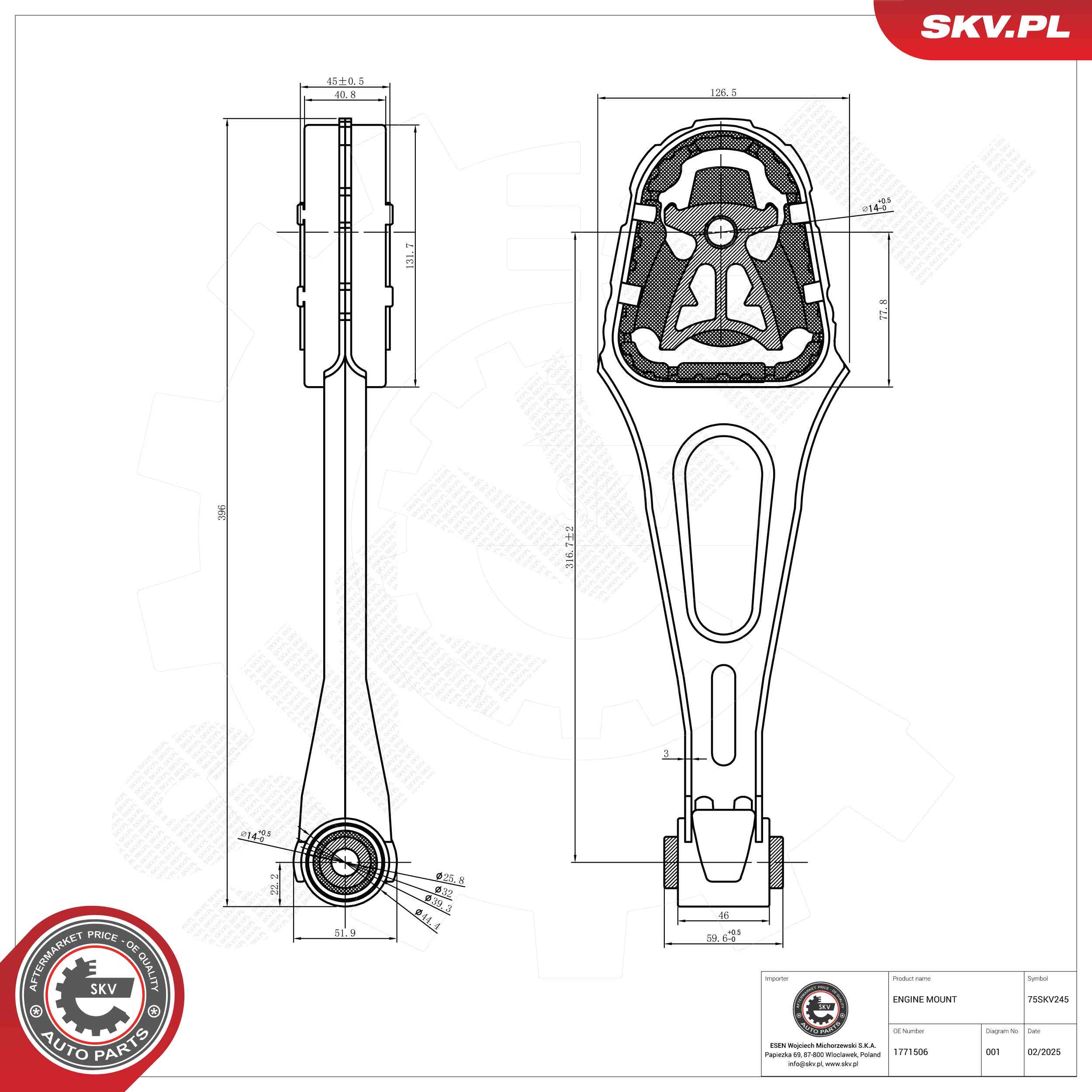 ESEN SKV 75SKV245 Mounting, engine