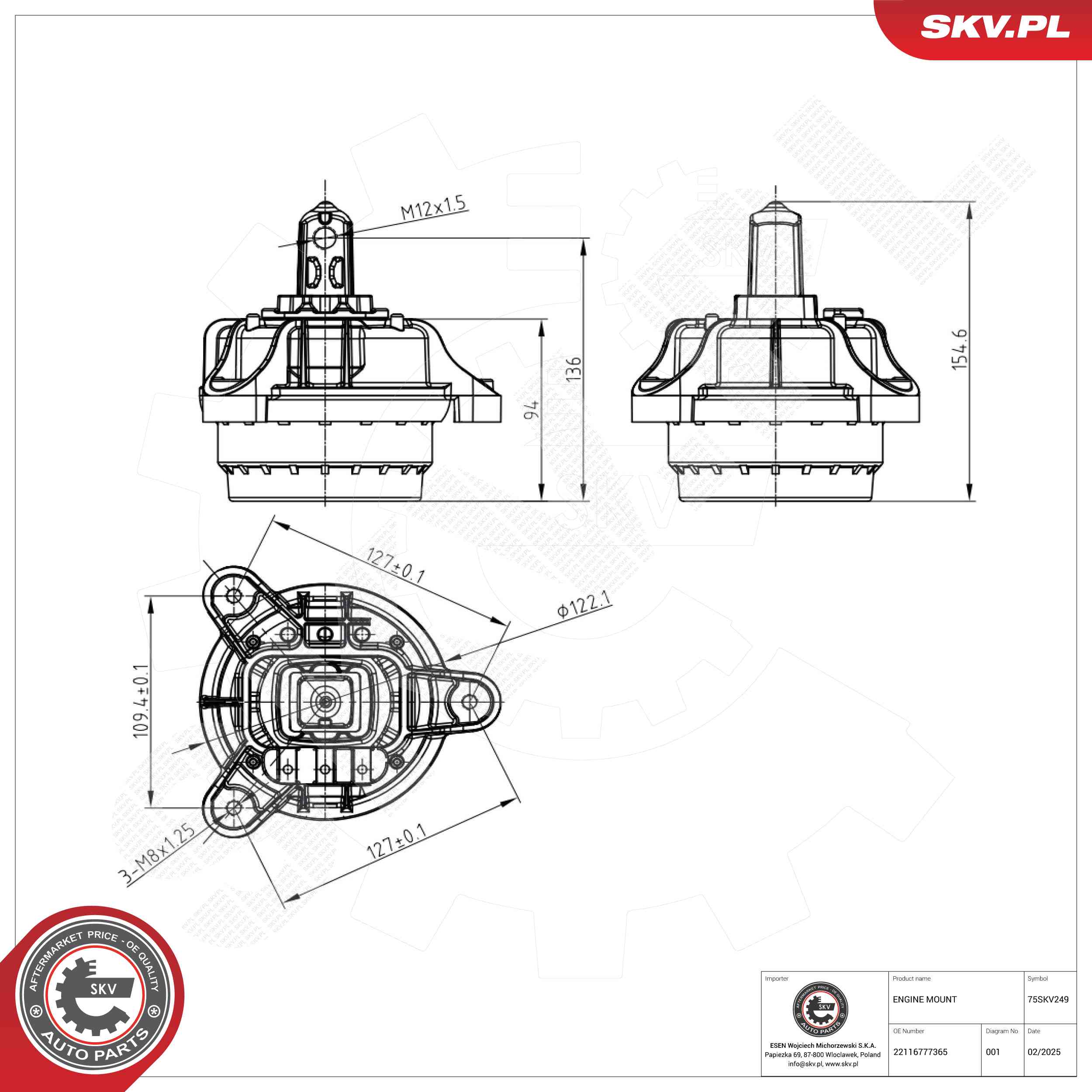ESEN SKV 75SKV249 Mounting, engine