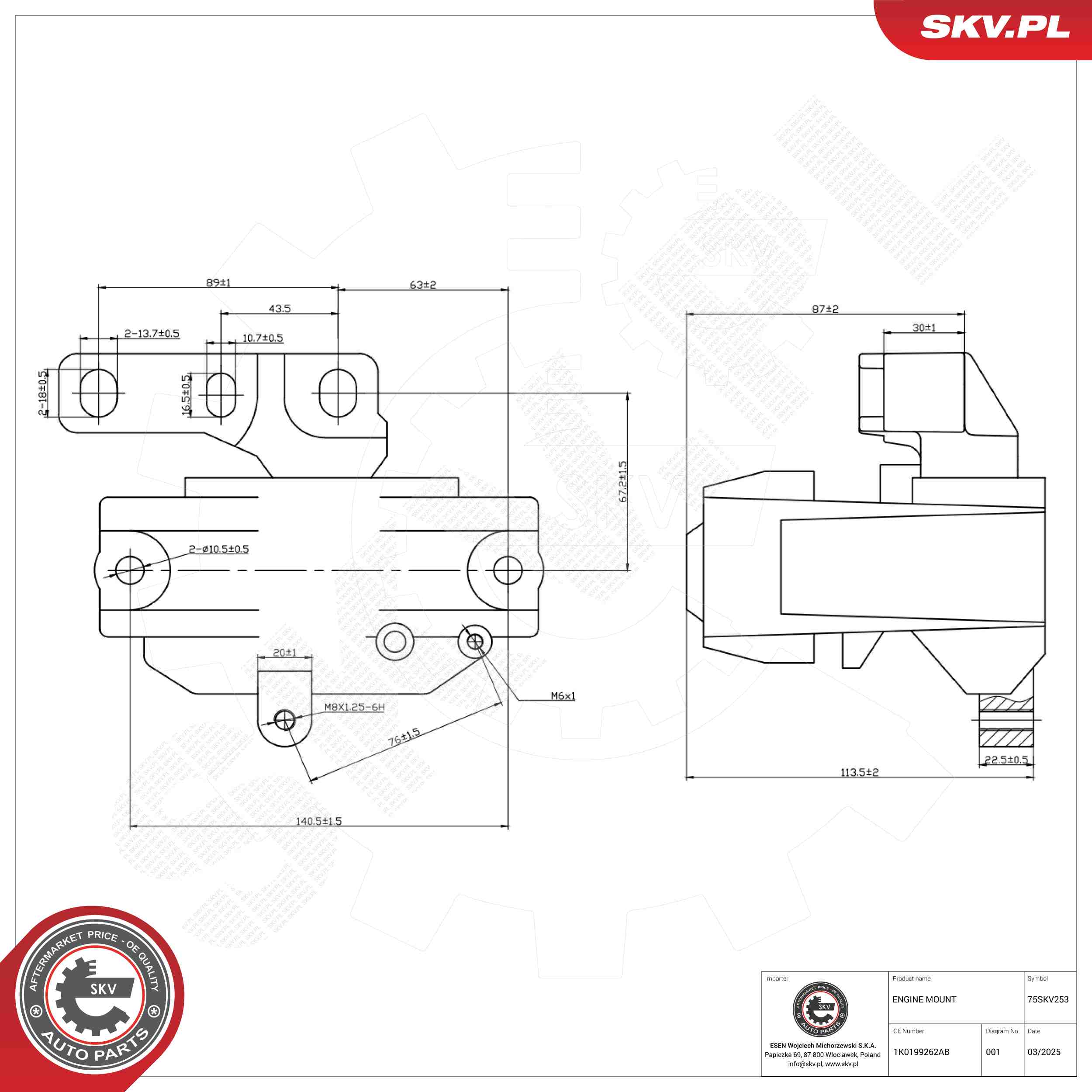 ESEN SKV 75SKV253 Mounting, engine