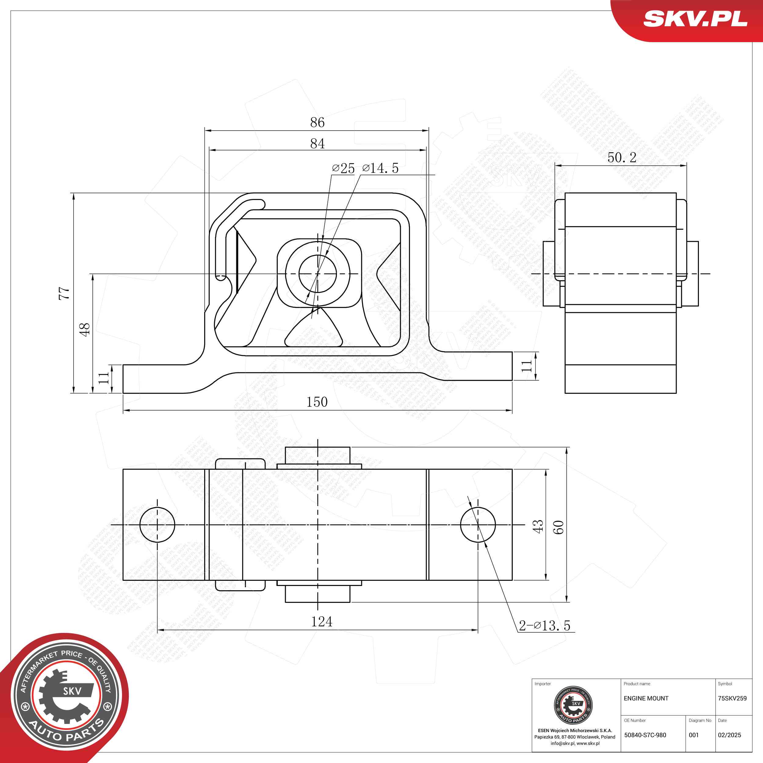 ESEN SKV 75SKV259 Mounting, engine