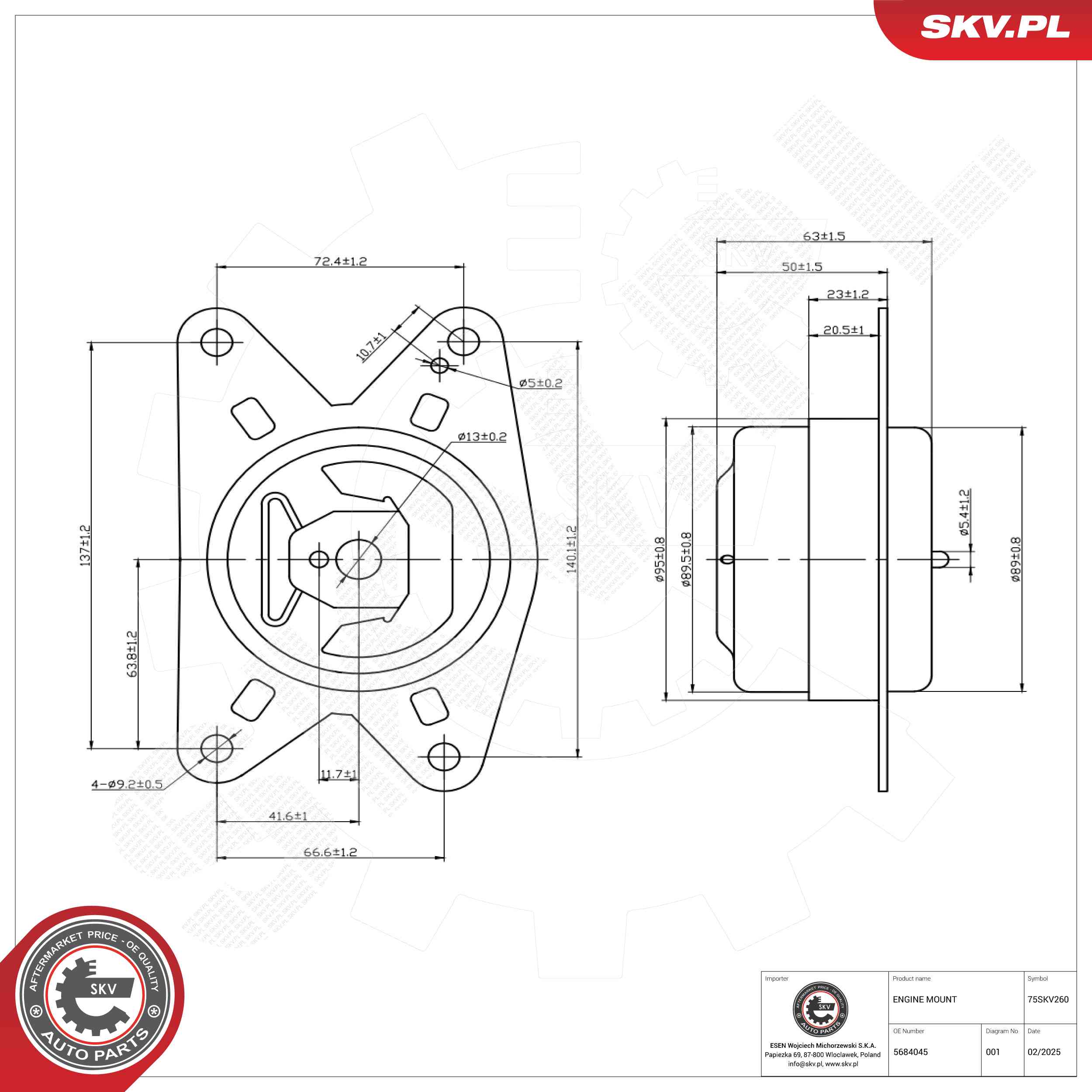 ESEN SKV 75SKV260 Mounting, engine