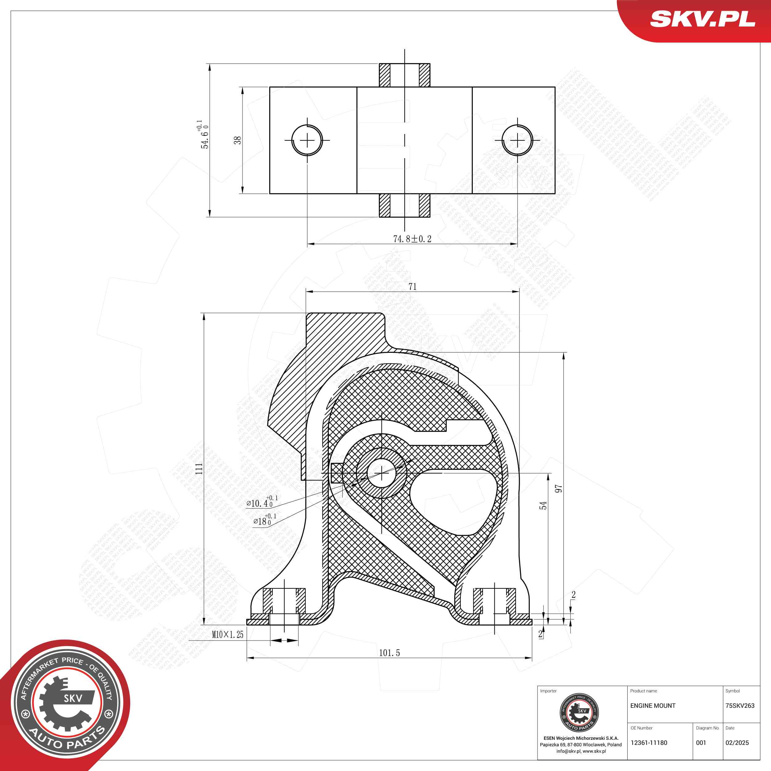 ESEN SKV 75SKV263 Mounting, engine
