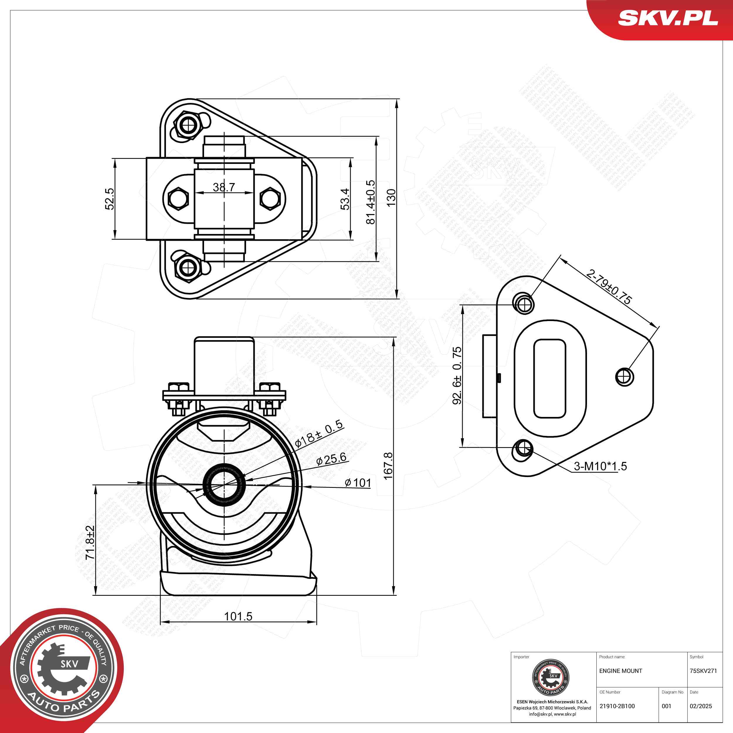 ESEN SKV 75SKV271 Mounting, engine