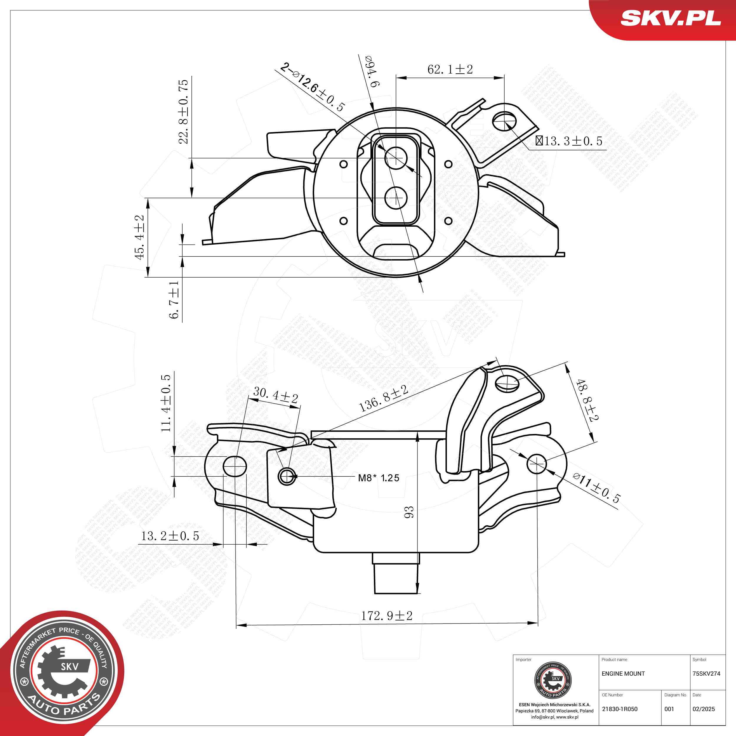 ESEN SKV 75SKV274 Mounting, engine