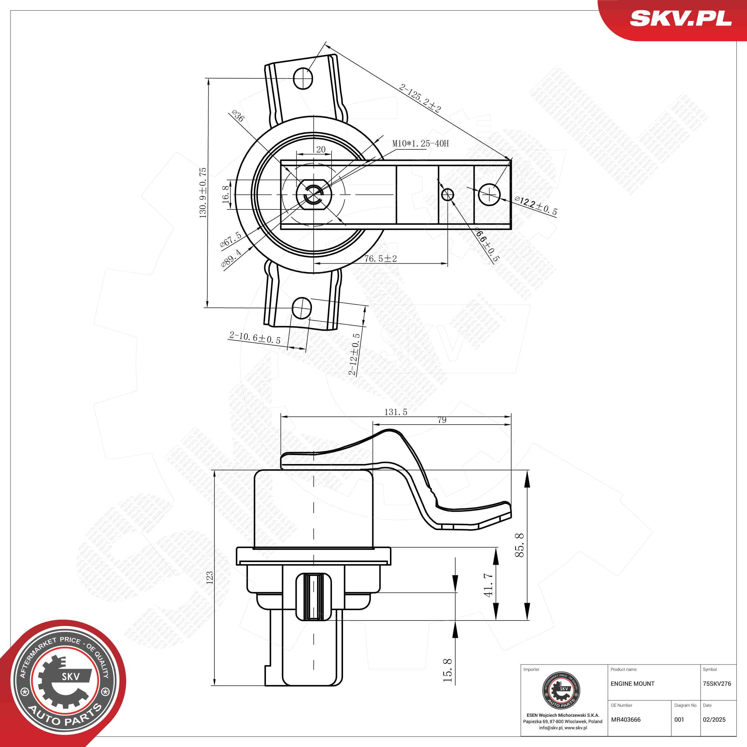 ESEN SKV 75SKV276 Mounting, engine