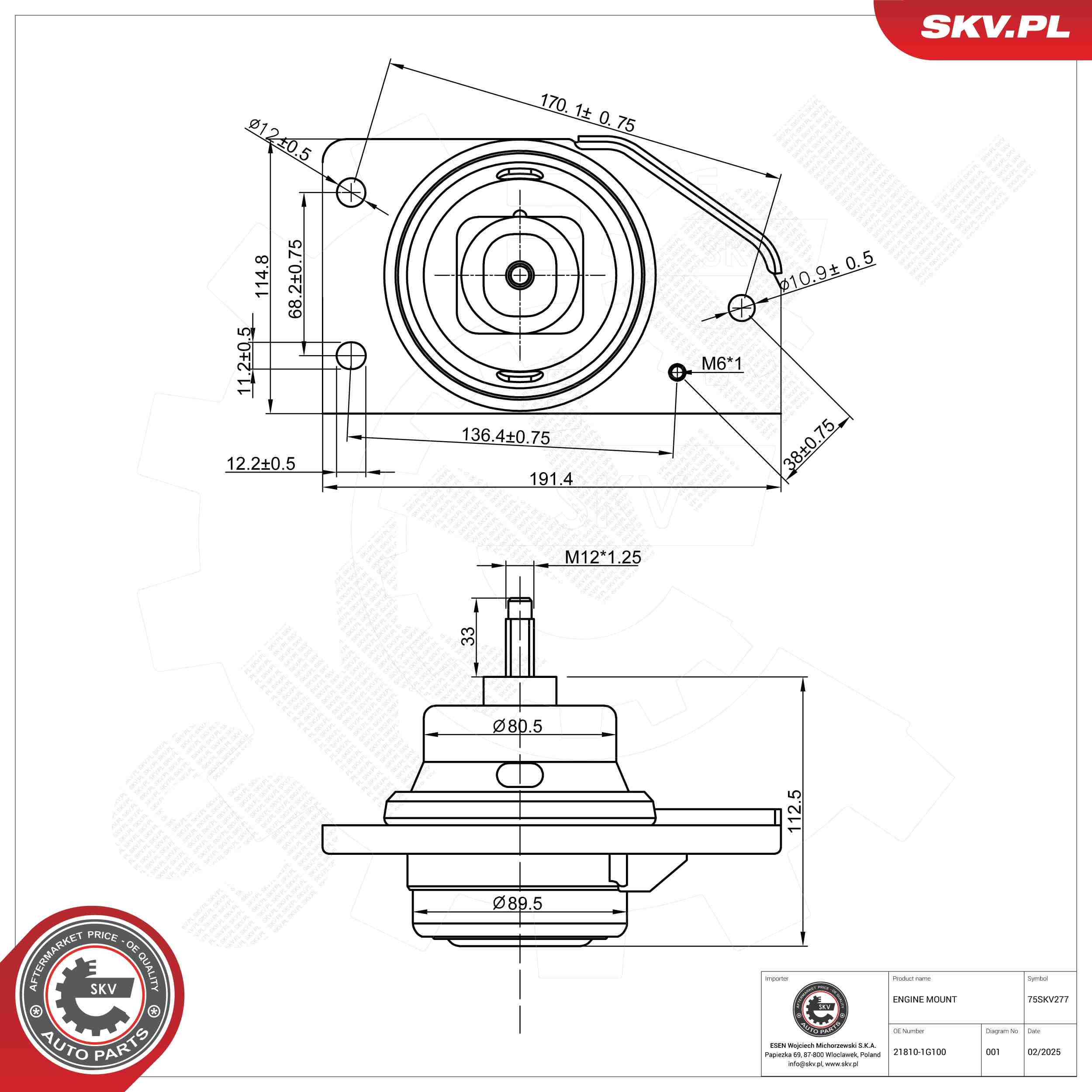 ESEN SKV 75SKV277 Mounting, engine