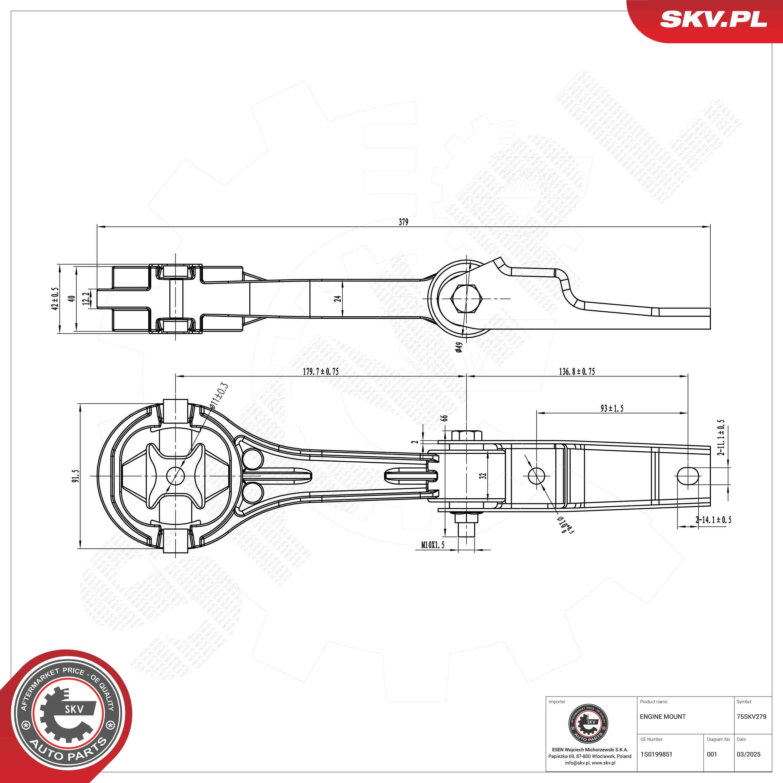 ESEN SKV 75SKV279 Mounting, engine