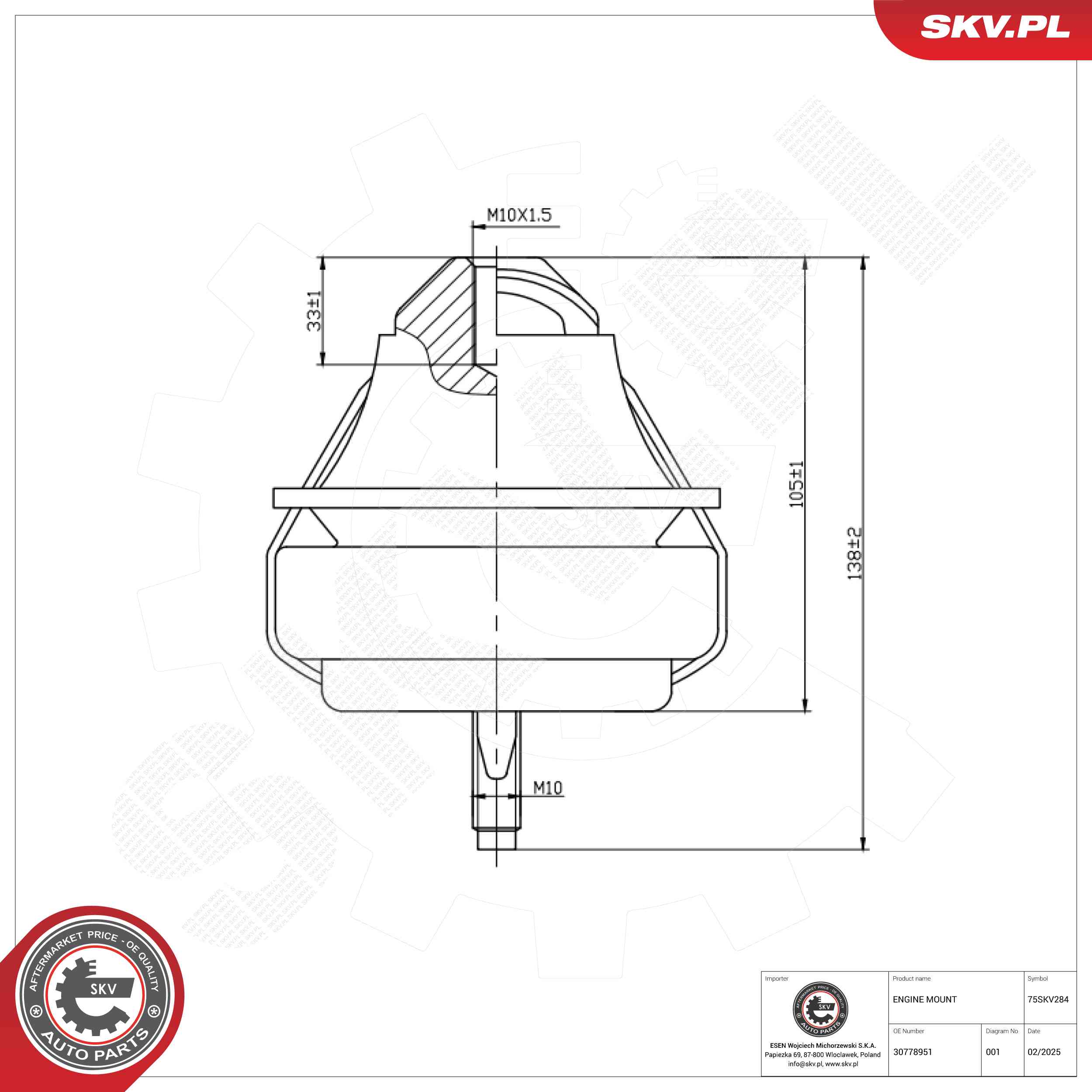 ESEN SKV 75SKV284 Mounting, engine