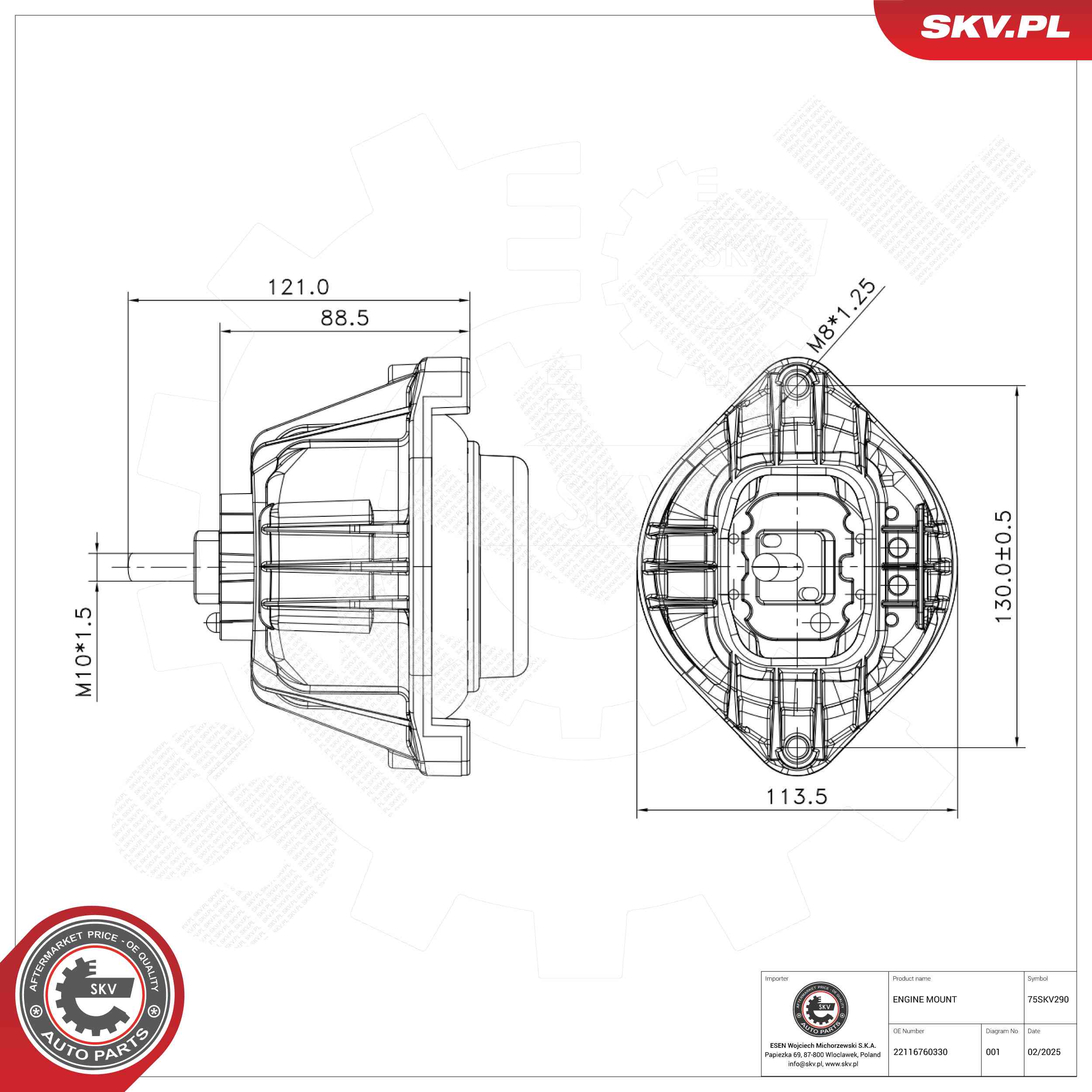 ESEN SKV 75SKV290 Mounting, engine