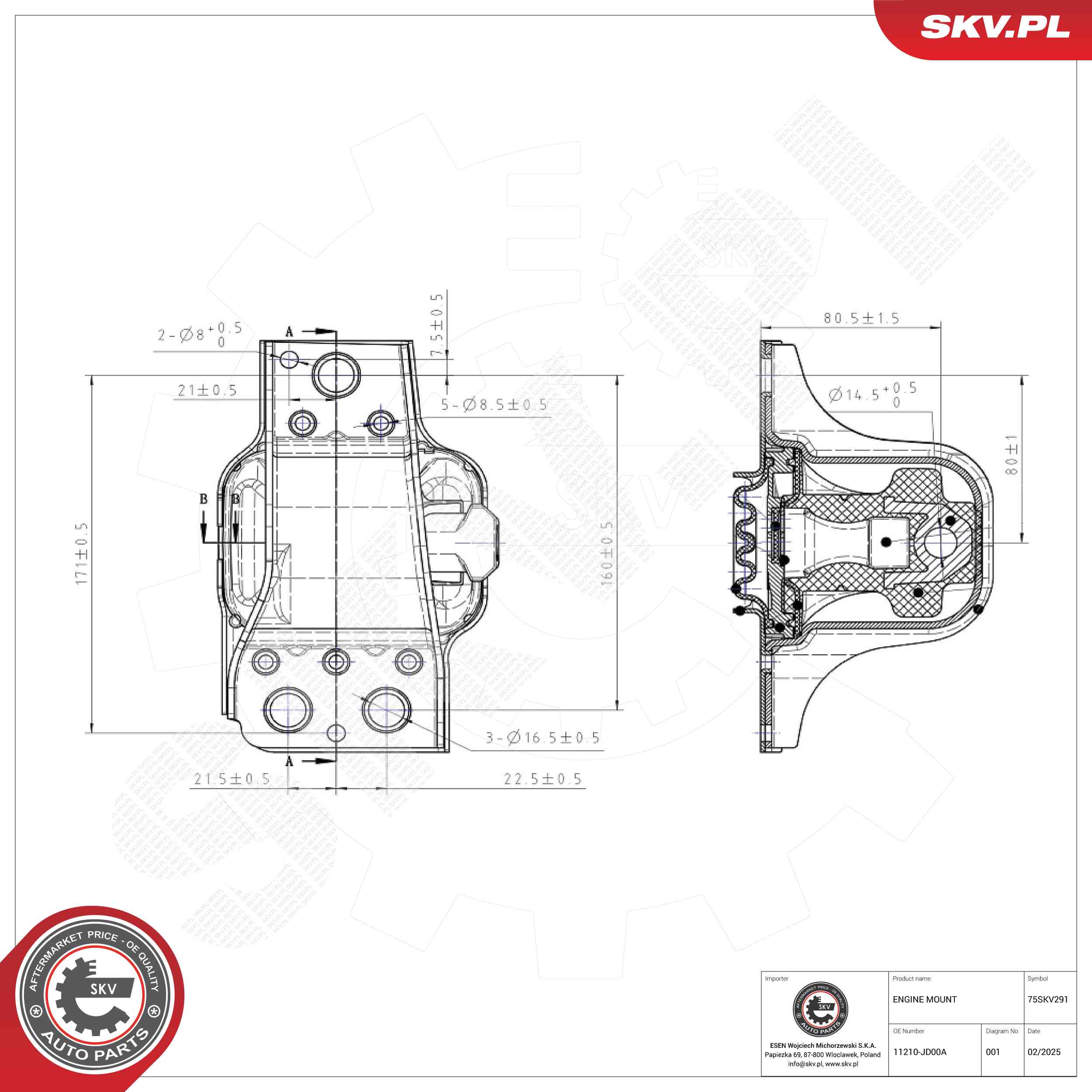 ESEN SKV 75SKV291 Mounting, engine