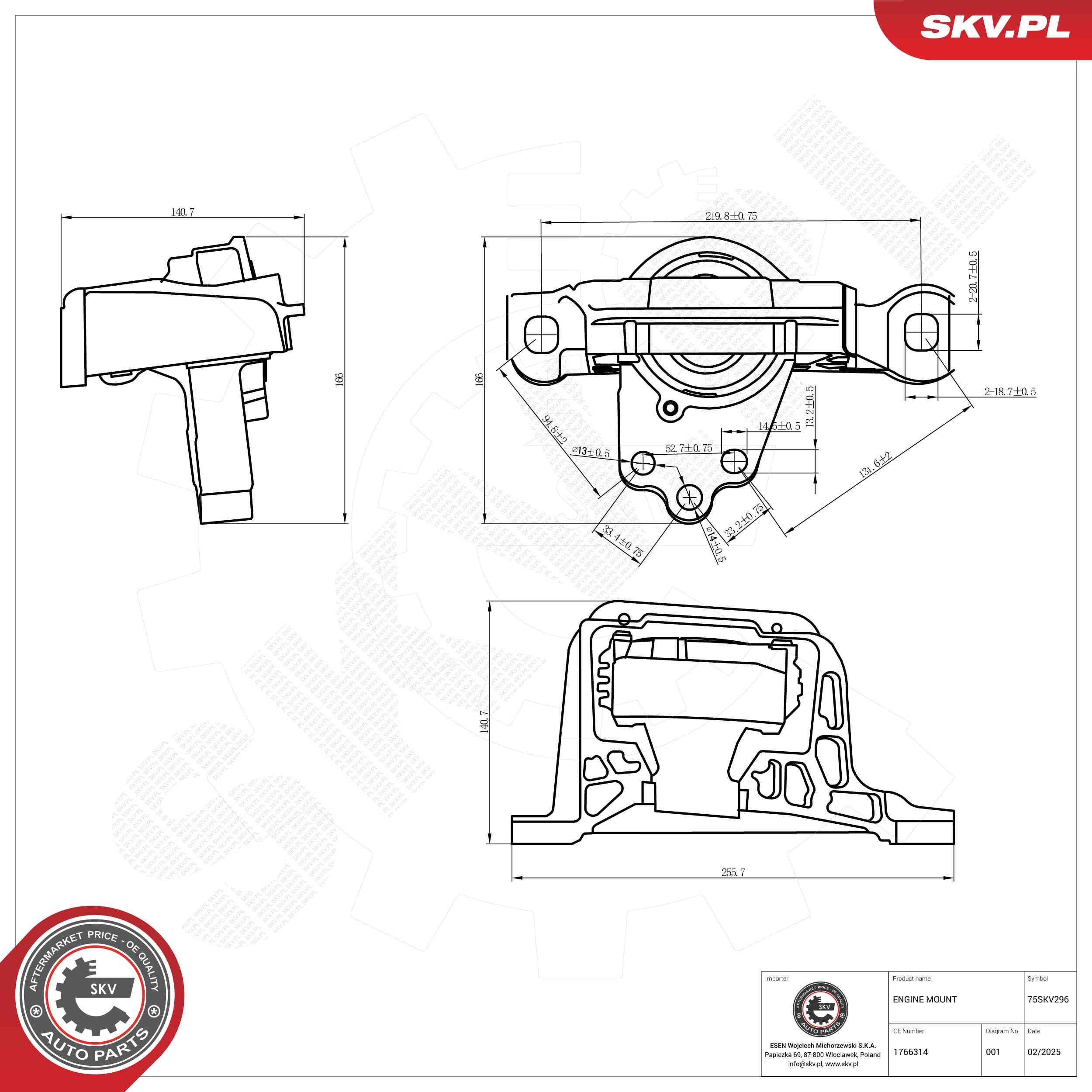 ESEN SKV 75SKV296 Mounting, engine