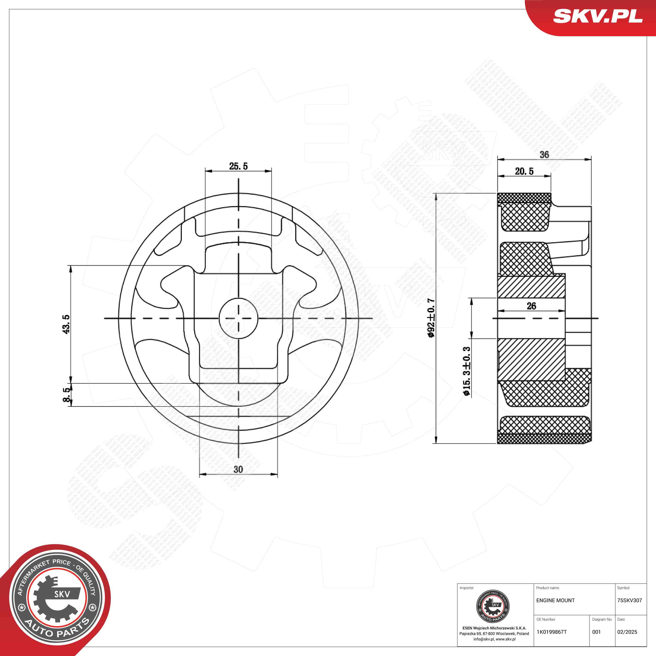 ESEN SKV 75SKV307 Mounting, engine