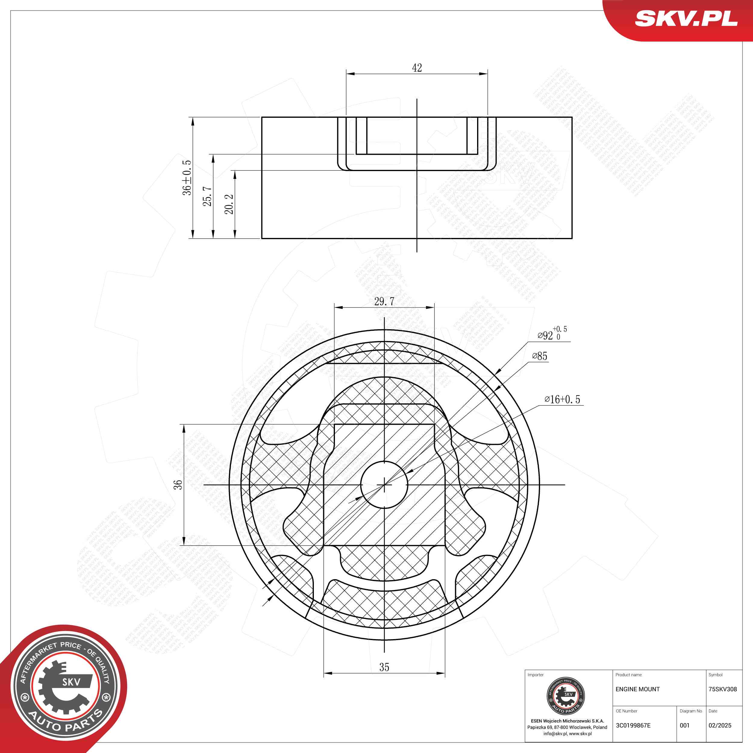 ESEN SKV 75SKV308 Mounting, engine