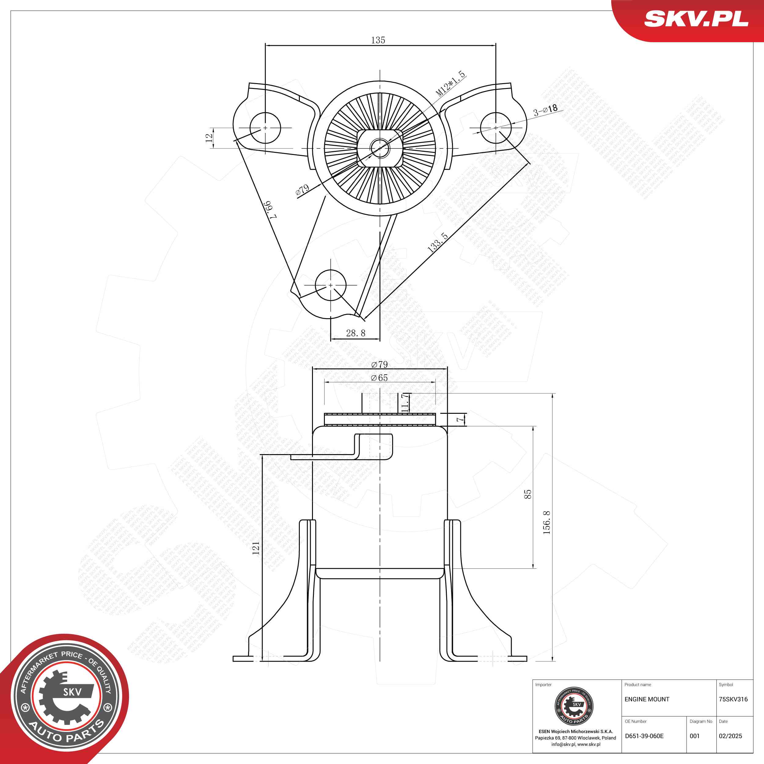 ESEN SKV 75SKV316 Mounting, engine