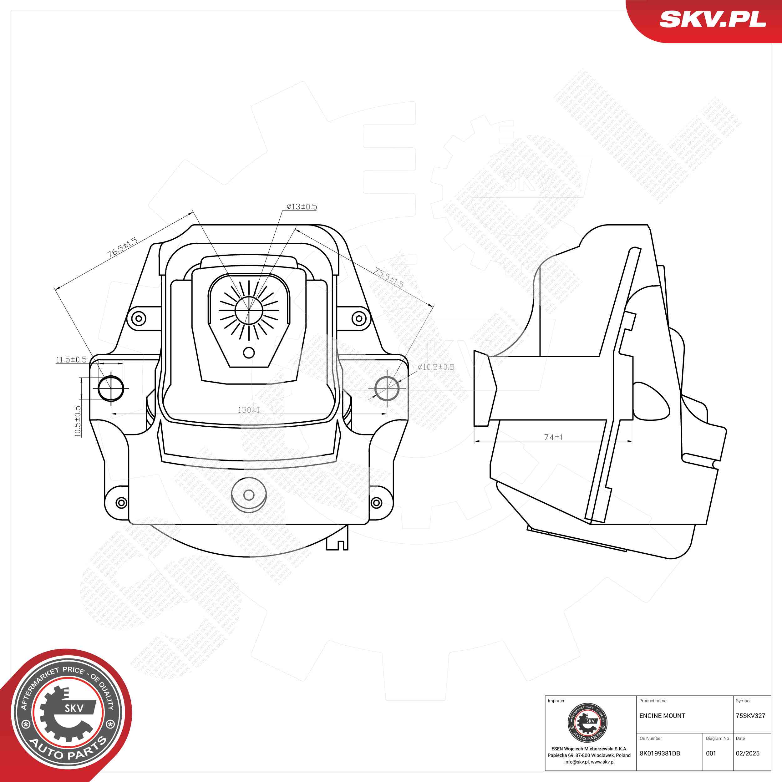 ESEN SKV 75SKV327 Mounting, engine