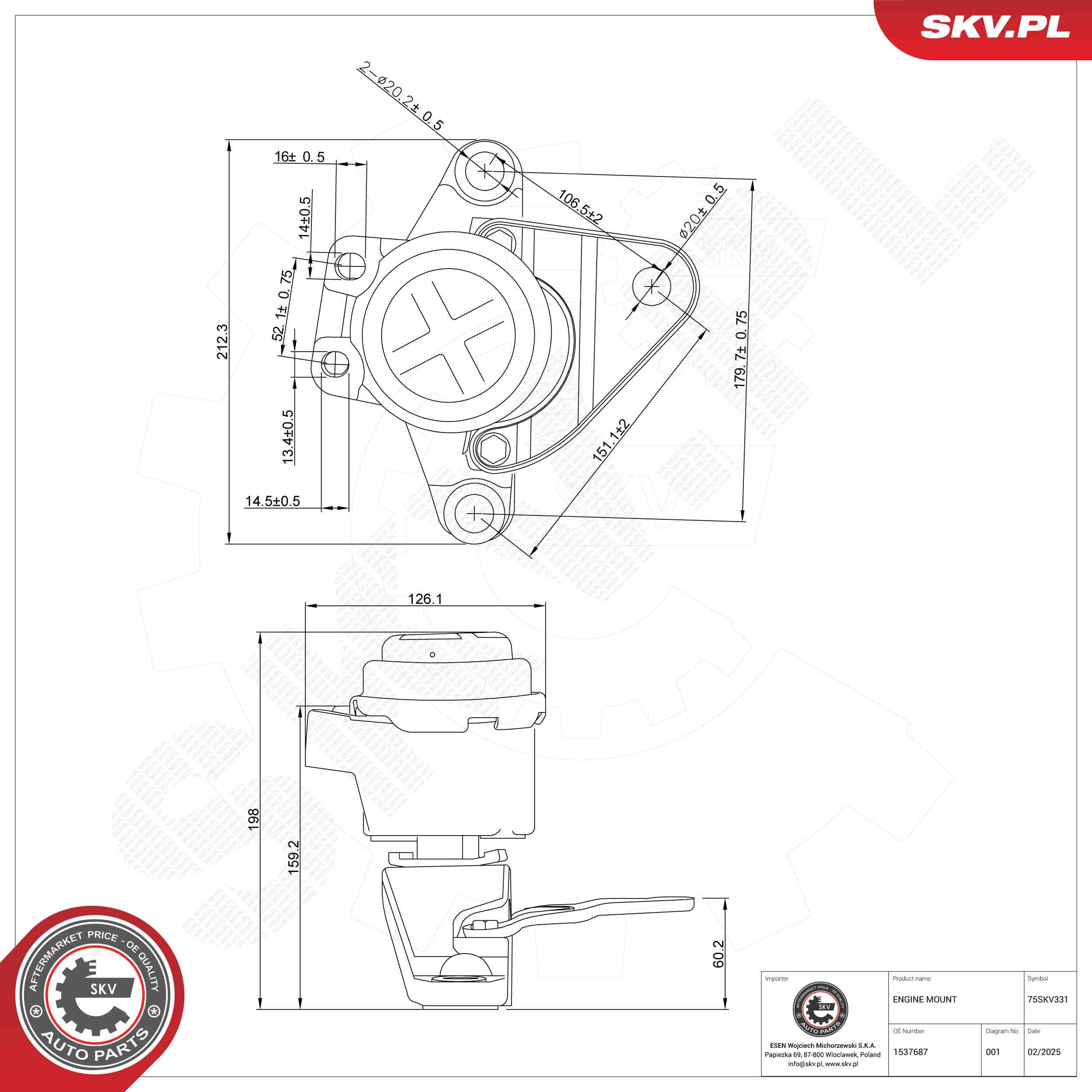 ESEN SKV 75SKV331 Mounting, engine