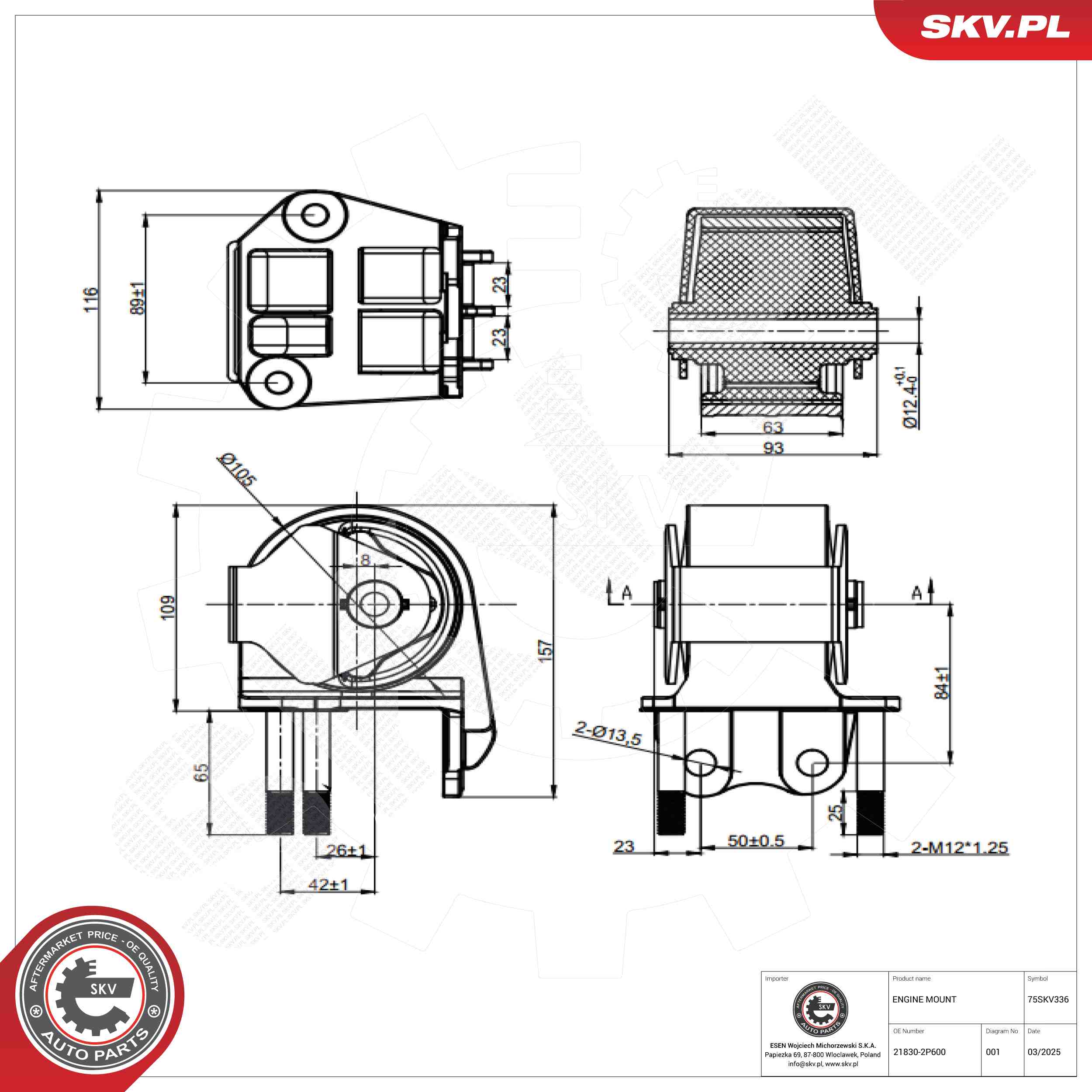 ESEN SKV 75SKV336 Mounting, engine