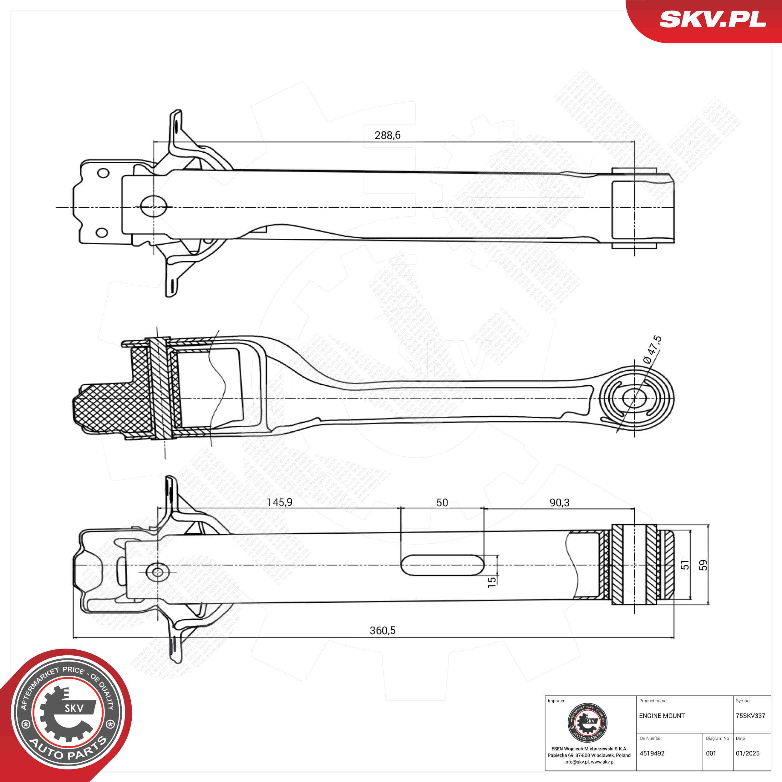 ESEN SKV 75SKV337 Mounting, engine