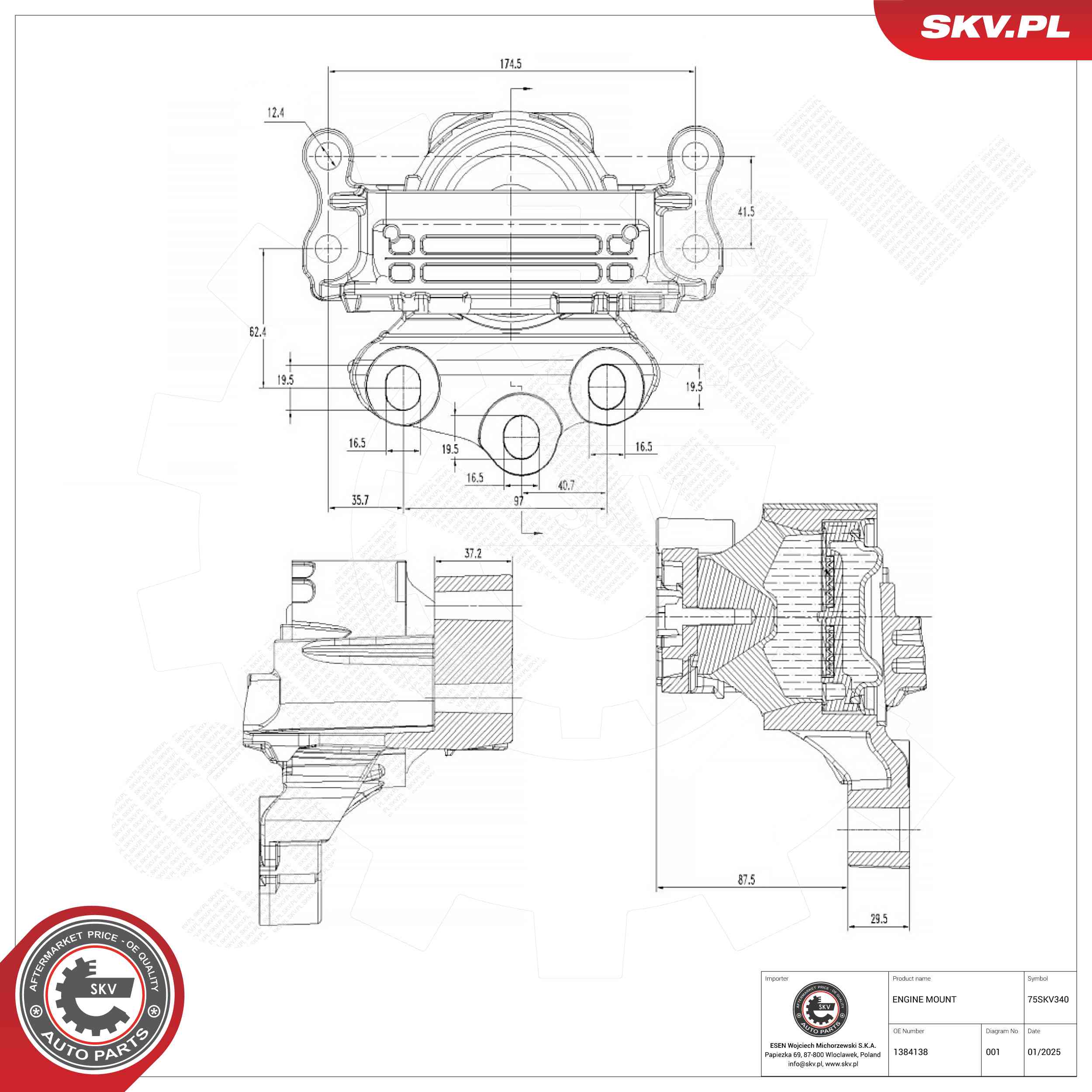ESEN SKV 75SKV340 Mounting, engine