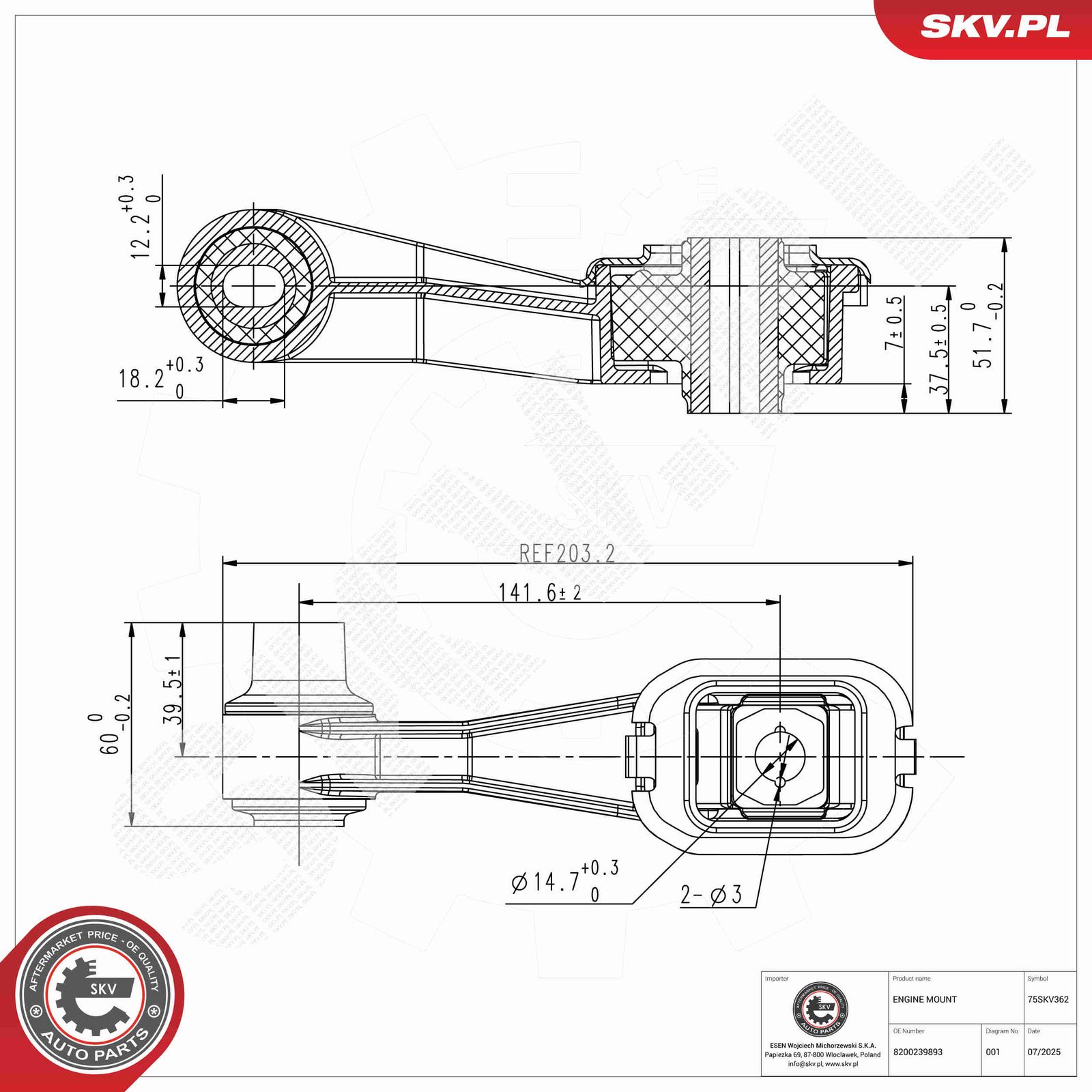 ESEN SKV 75SKV362 Mounting, engine