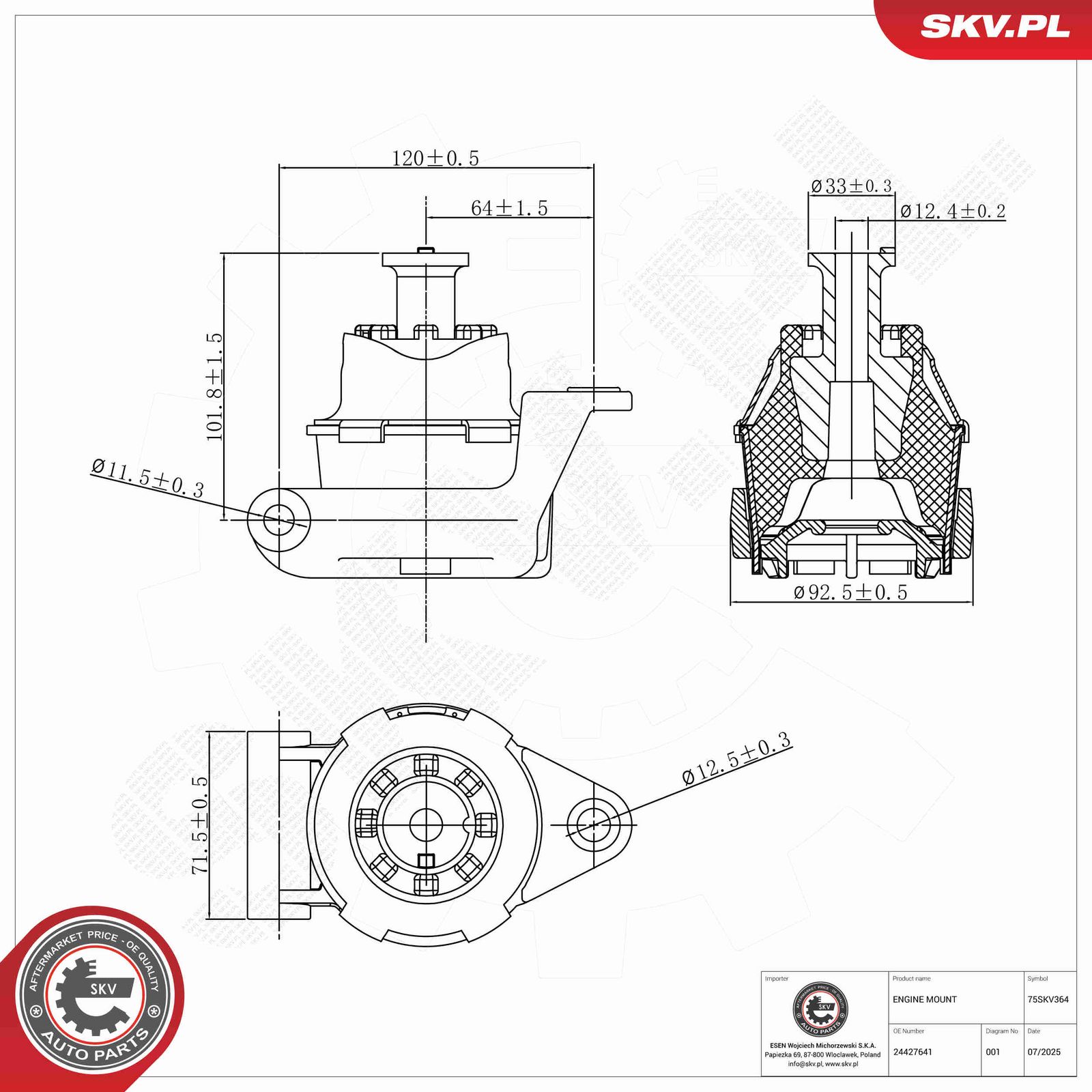 ESEN SKV 75SKV364 Mounting, engine