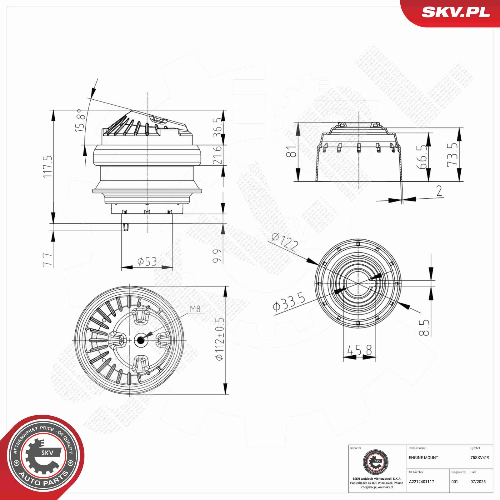 ESEN SKV 75SKV419 Mounting, engine