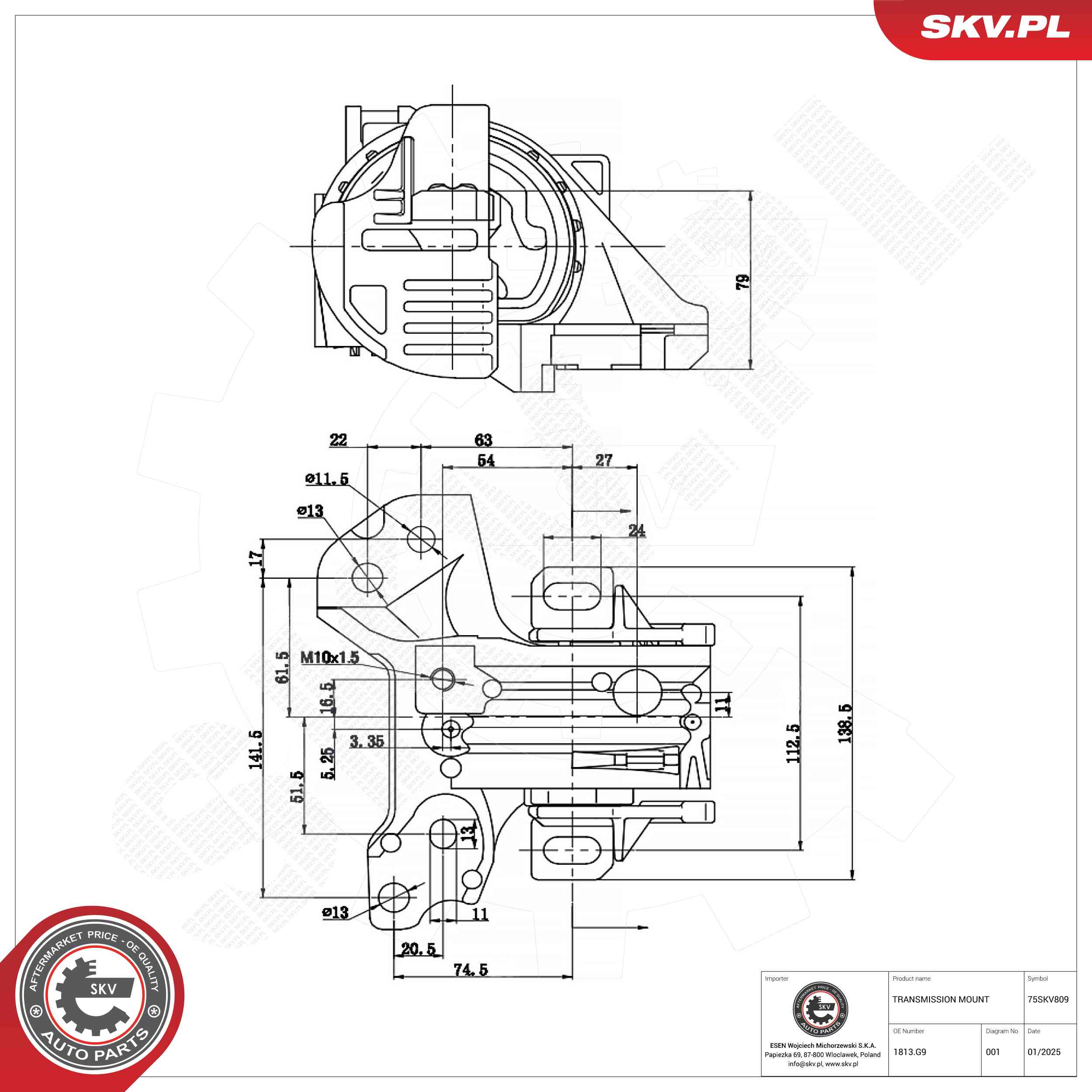 ESEN SKV 75SKV809 Uloženie, automatická prevodovka