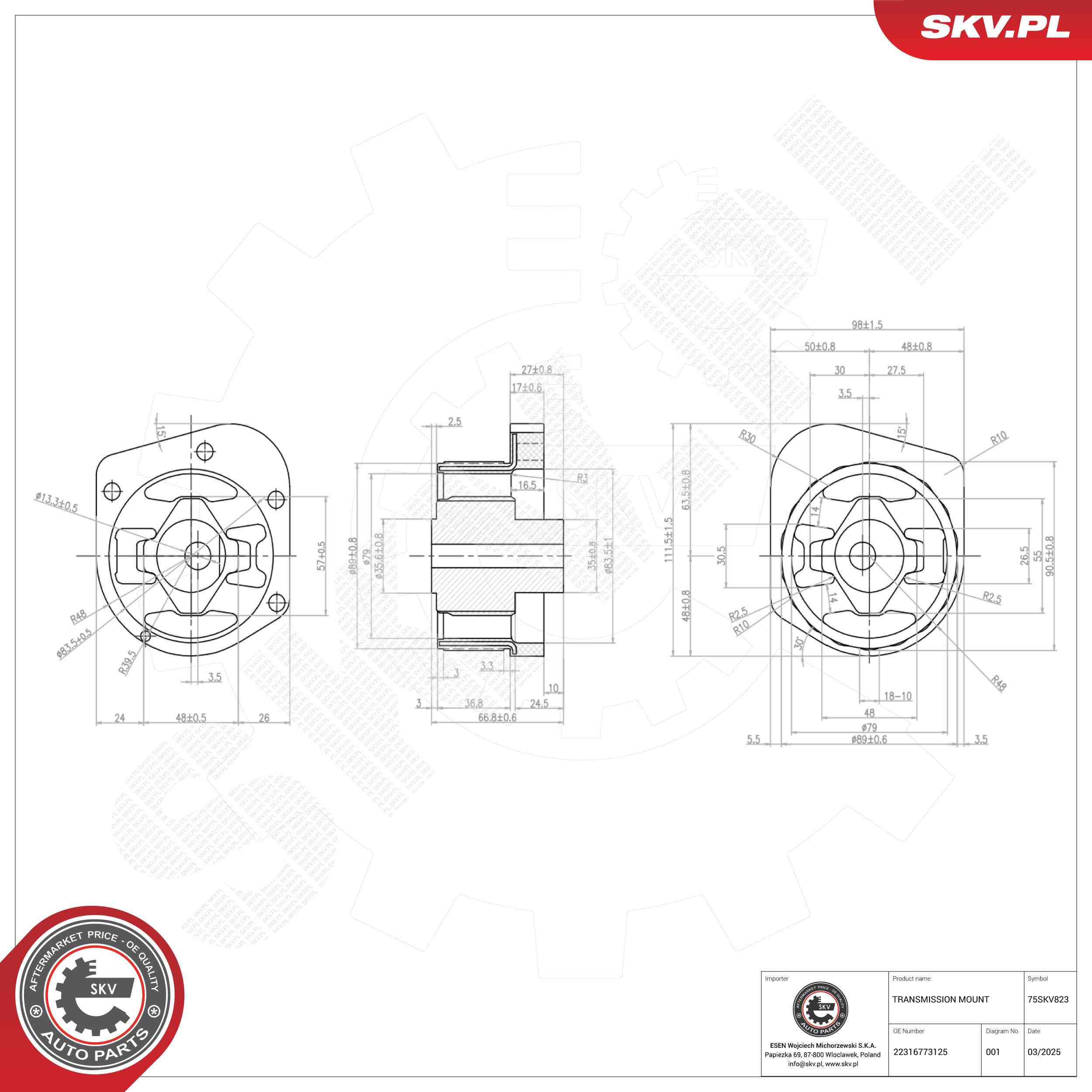 ESEN SKV 75SKV823 Mounting, automatic transmission