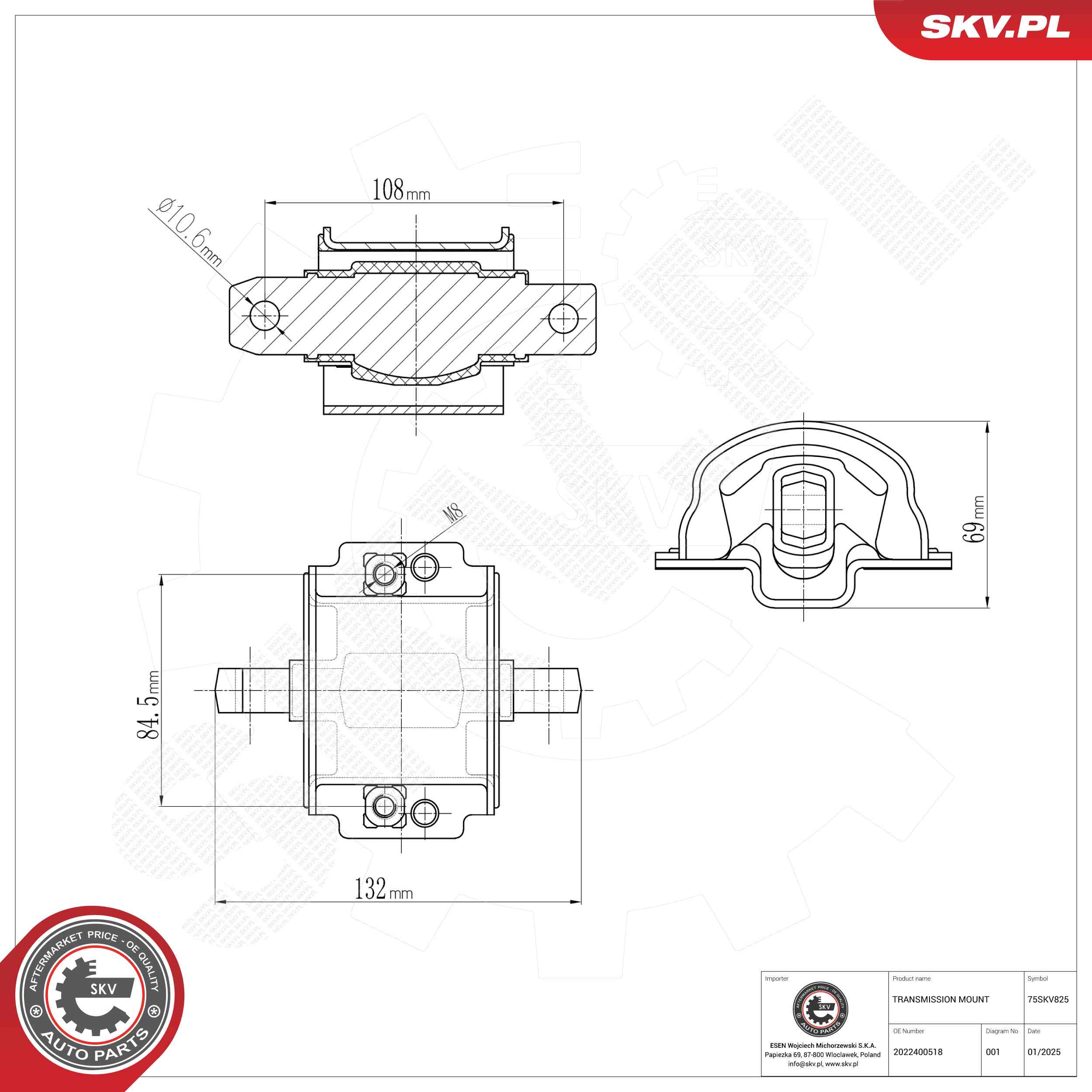 ESEN SKV 75SKV825 Uloženie, automatická prevodovka