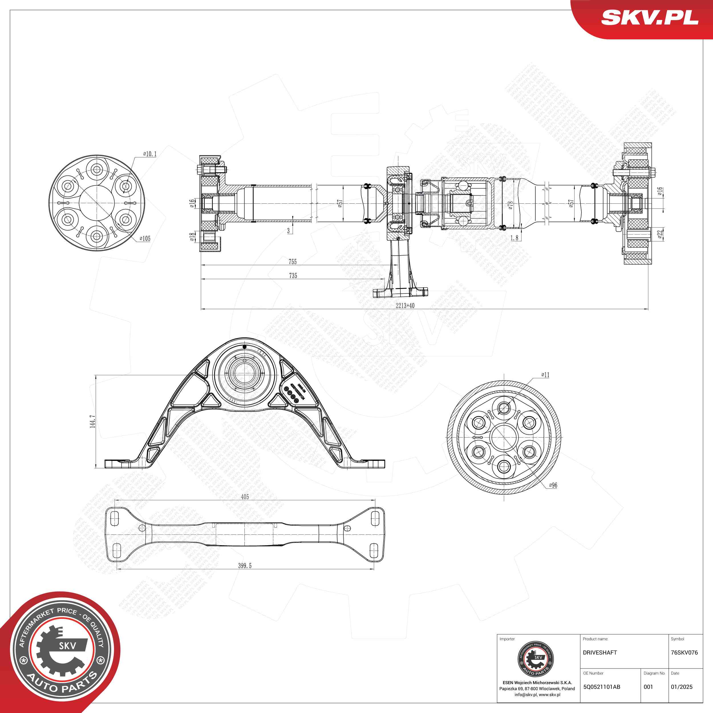 ESEN SKV 76SKV076 Drive Shaft