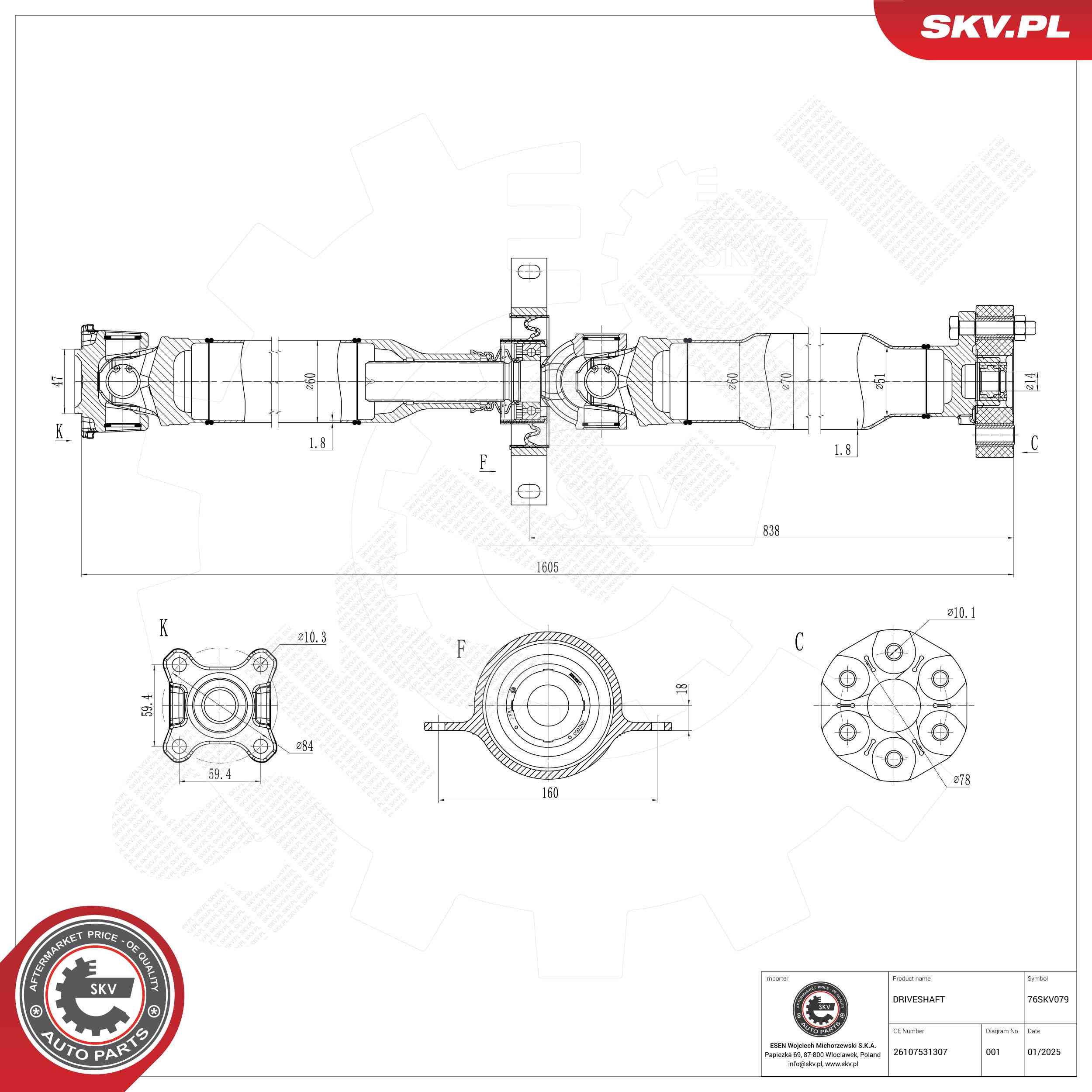 ESEN SKV 76SKV079 Drive Shaft