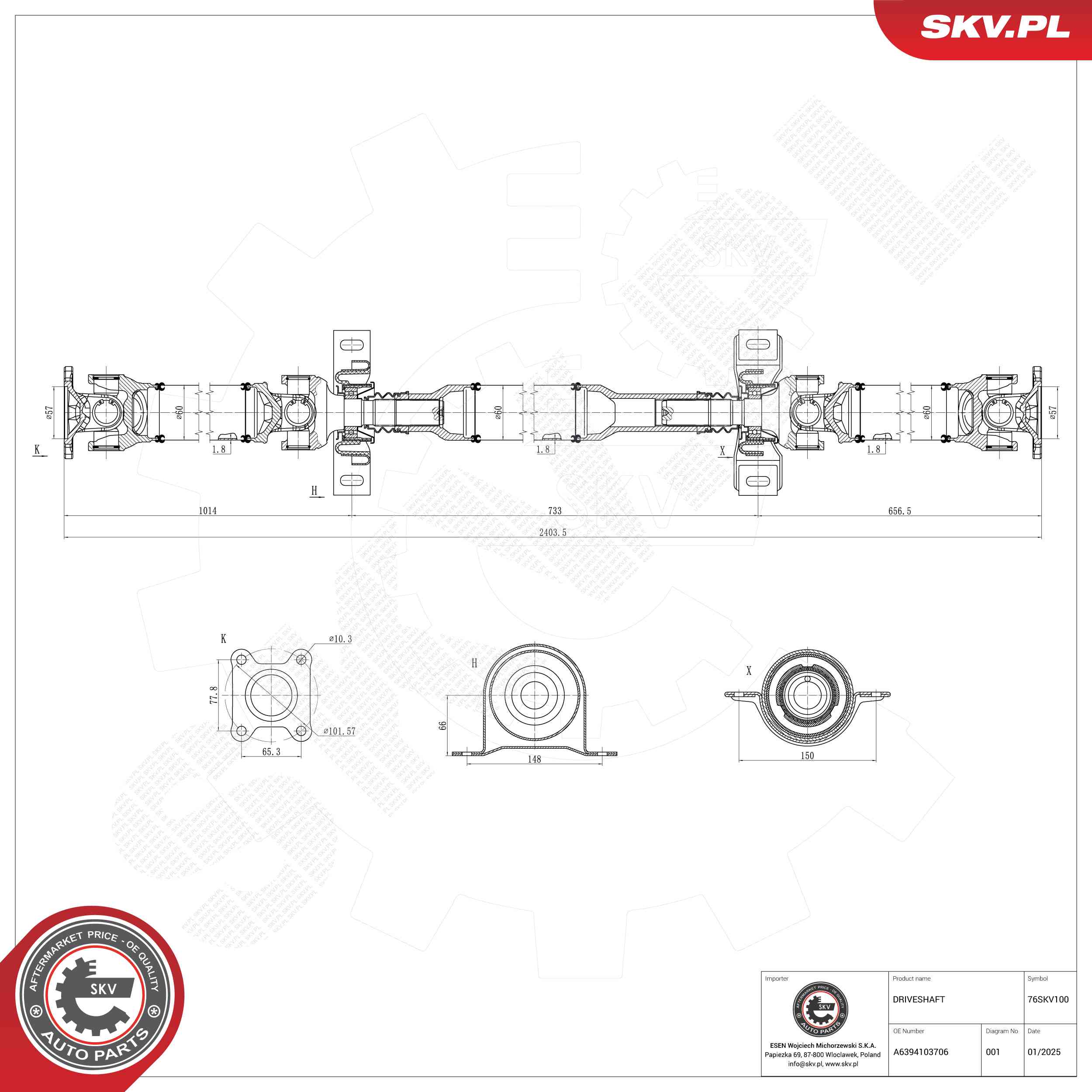 ESEN SKV 76SKV100 Drive Shaft
