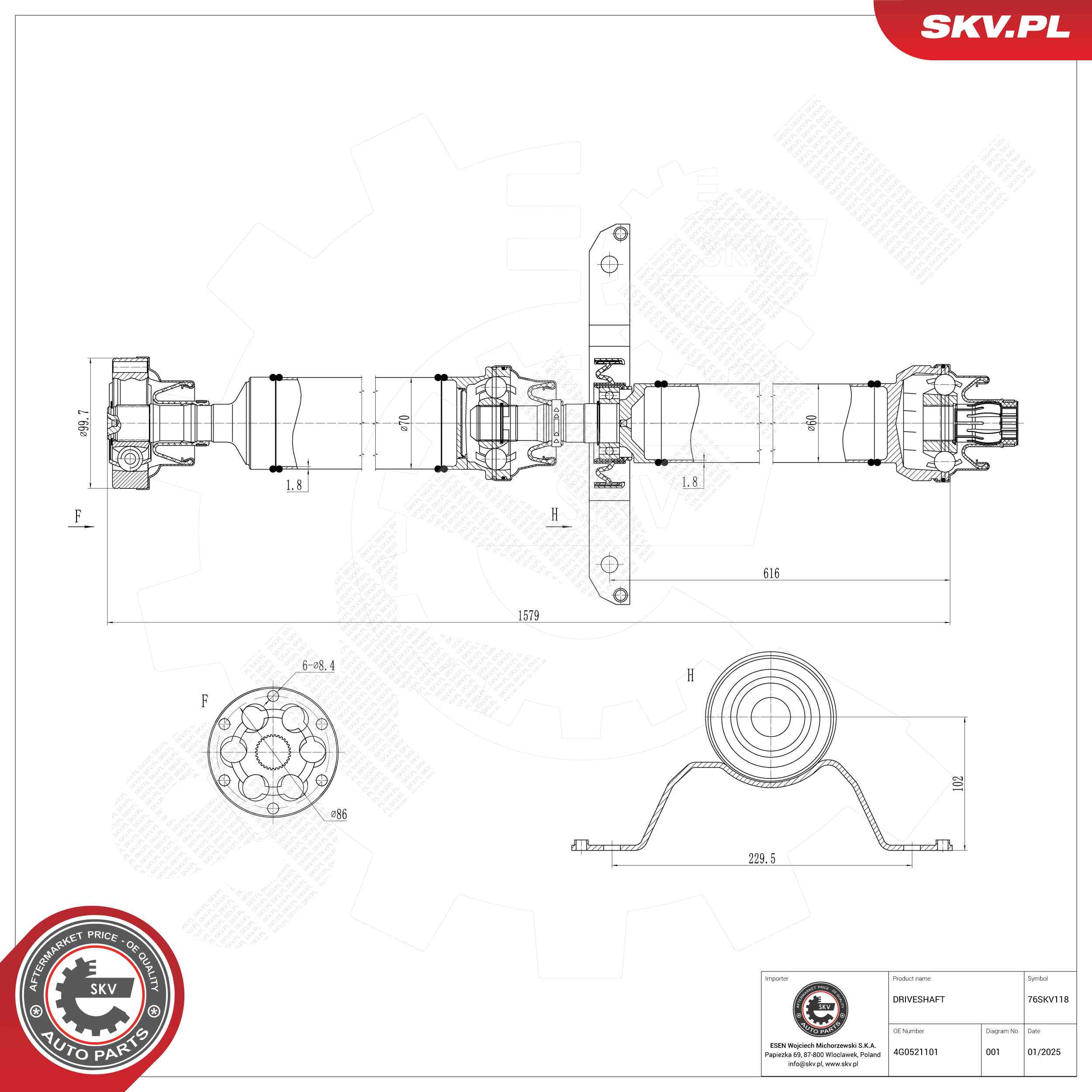 ESEN SKV 76SKV118 Drive Shaft