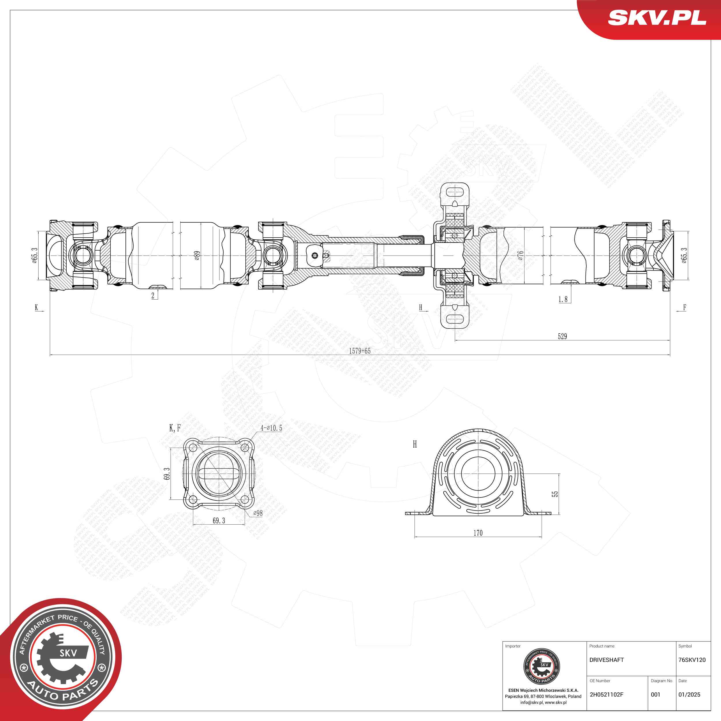 ESEN SKV 76SKV120 Drive Shaft