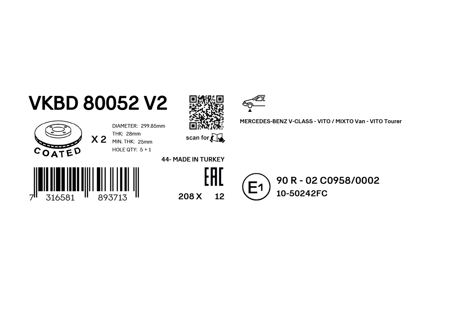 SKF VKBD 80052 V2 Bremsscheibe