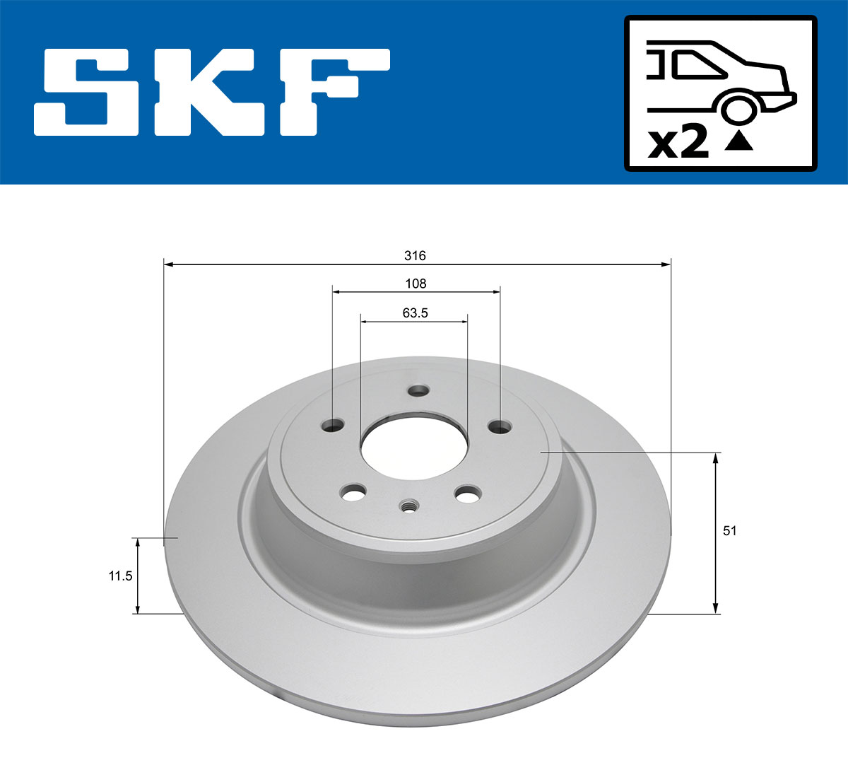 SKF VKBD 91350 S2 COATED Bremsscheibe