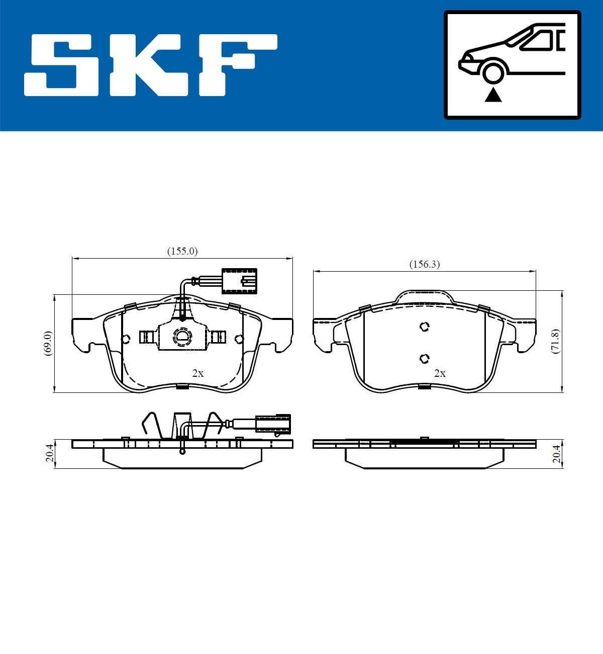 SKF VKBP 80487 E Bremsbelagsatz, Scheibenbremse