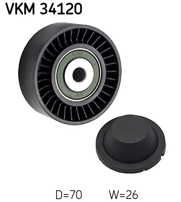 SKF VKM 34120 Szíjtárcsa/vezetőgörgő, hosszbordás szíj FORD JAGUAR LAND ROVER