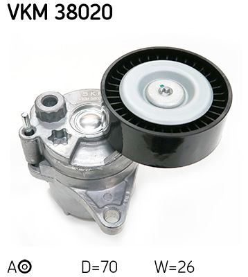 SKF VKM 38020 feszítőgörgő, hosszbordás szíj JEEP MERCEDES-BENZ