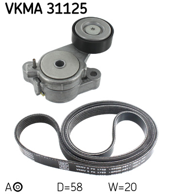 SKF VKMA 31125 hosszbordás szíj készlet AUDI SEAT SKODA VW