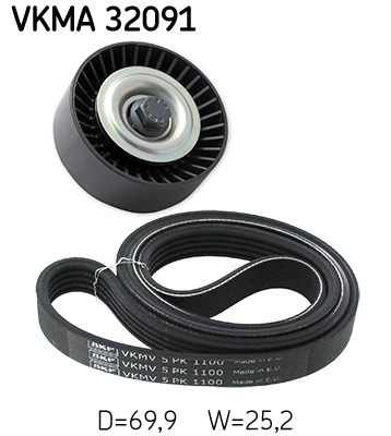 SKF VKMA 32091 hosszbordás szíj készlet CITROËN FIAT PEUGEOT