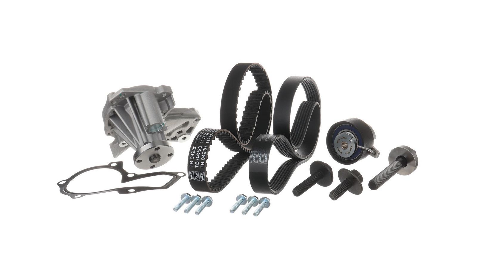 SKF VKMC 14000 Water pump + timing / V-ribbed belt set for FORD