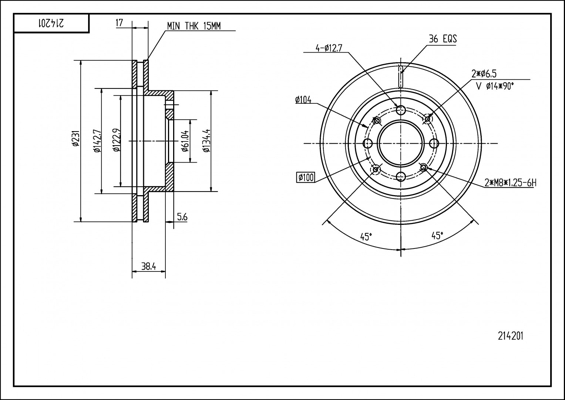 HART 214 201 Brzdový kotouč