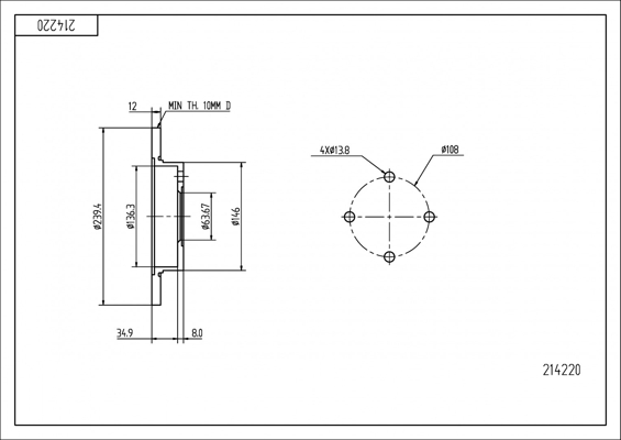 HART 214 220 Brzdový kotouč