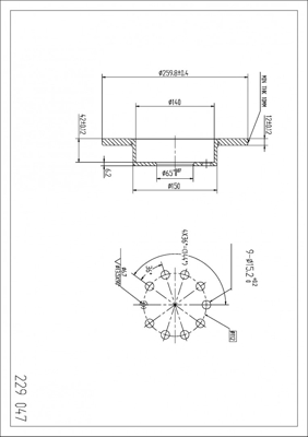 HART 229 047 Brzdový kotouč